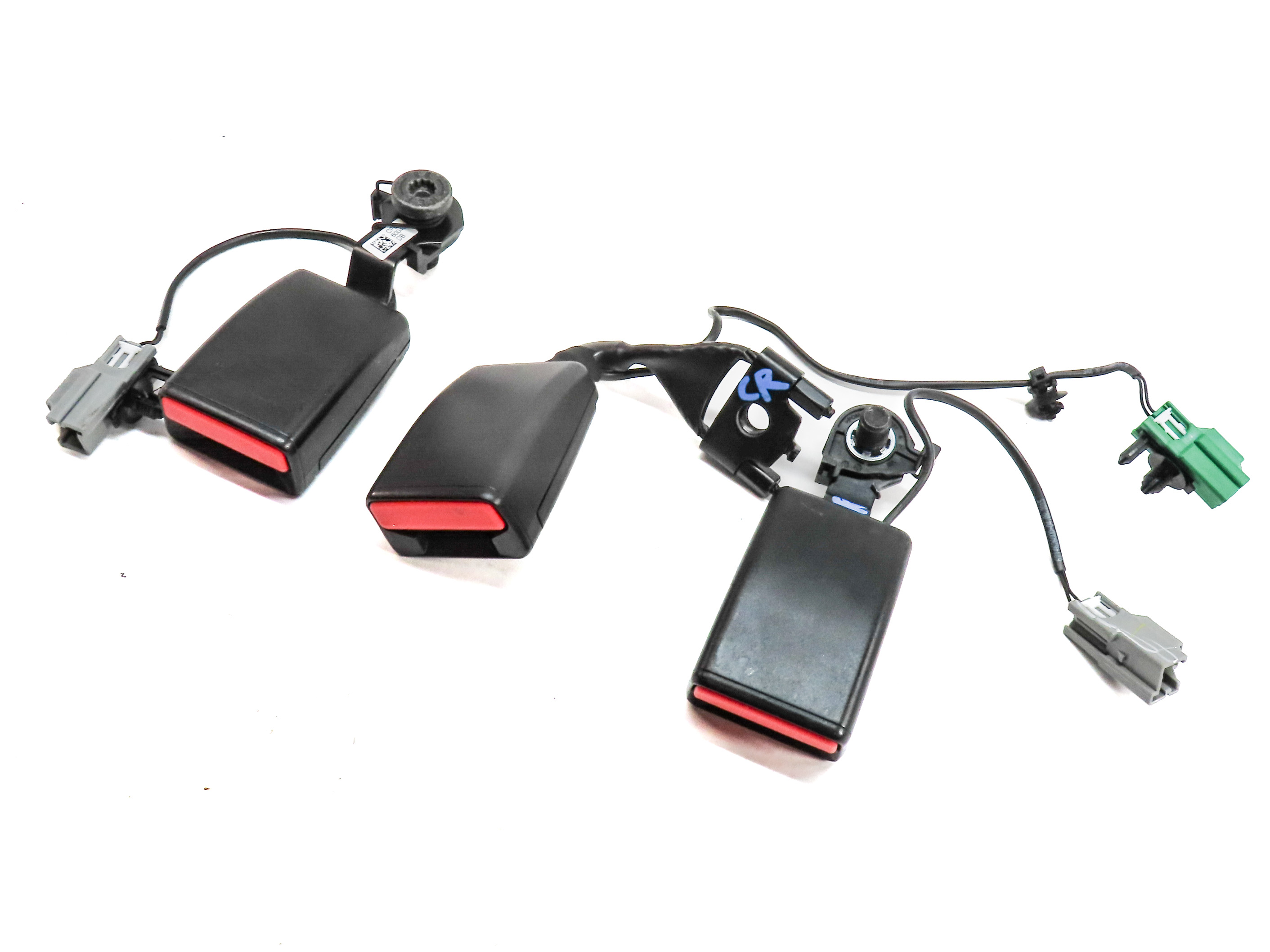 16 RANGE ROVER (L405) REAR LEFT CENTER RIGHT SEAT SEATBELT BUCKLE RECEIVER SET/3 — exact item pictured