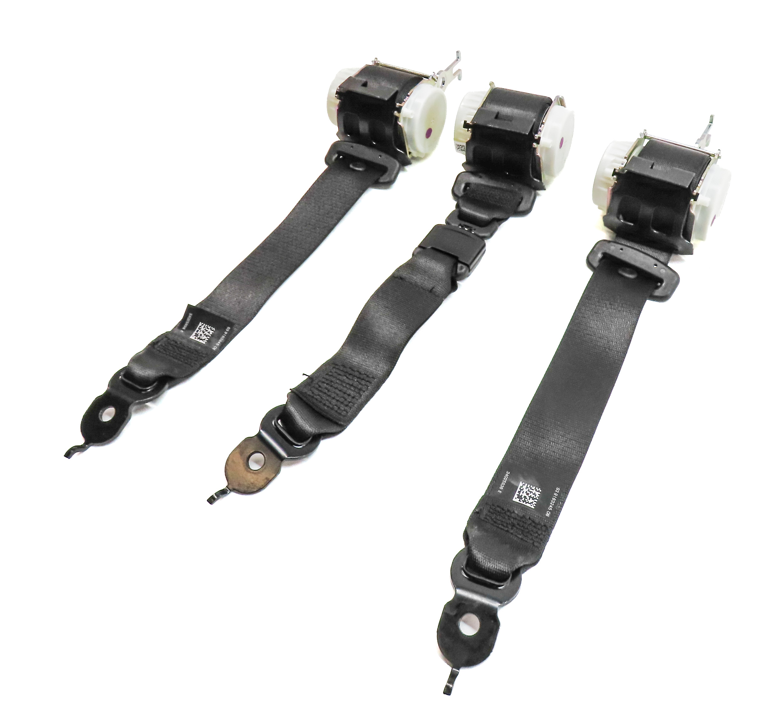 2013 BMW 535I (F10) REAR LEFT CENTER RIGHT SEAT SEATBELT RETRACTOR SET/3 (Black) — exact item pictured