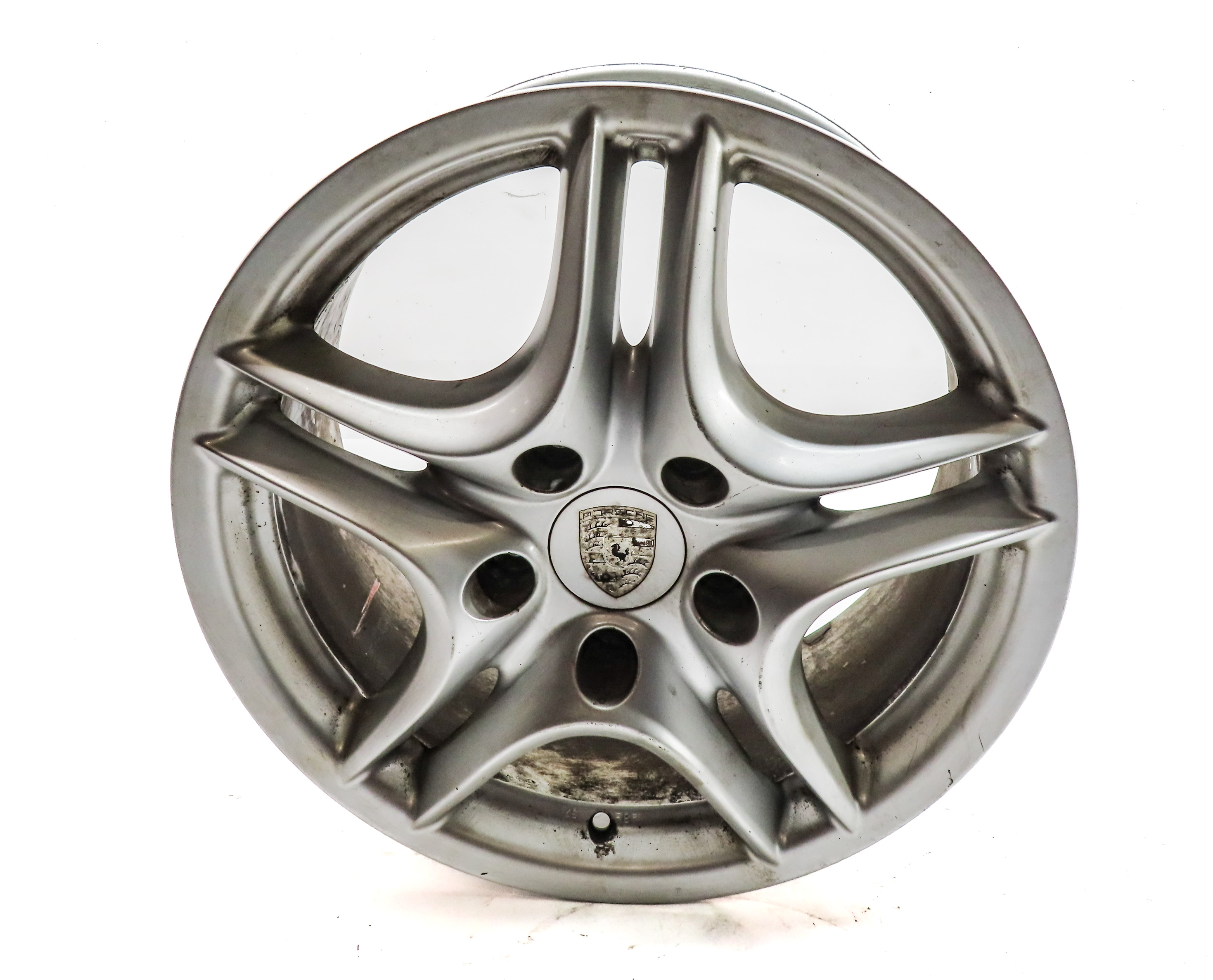 2008 PORSCHE CAYENNE (957) 18X8 INCH 5 DOUBLE SPOKE ALLOY WHEEL RIM — exact item pictured