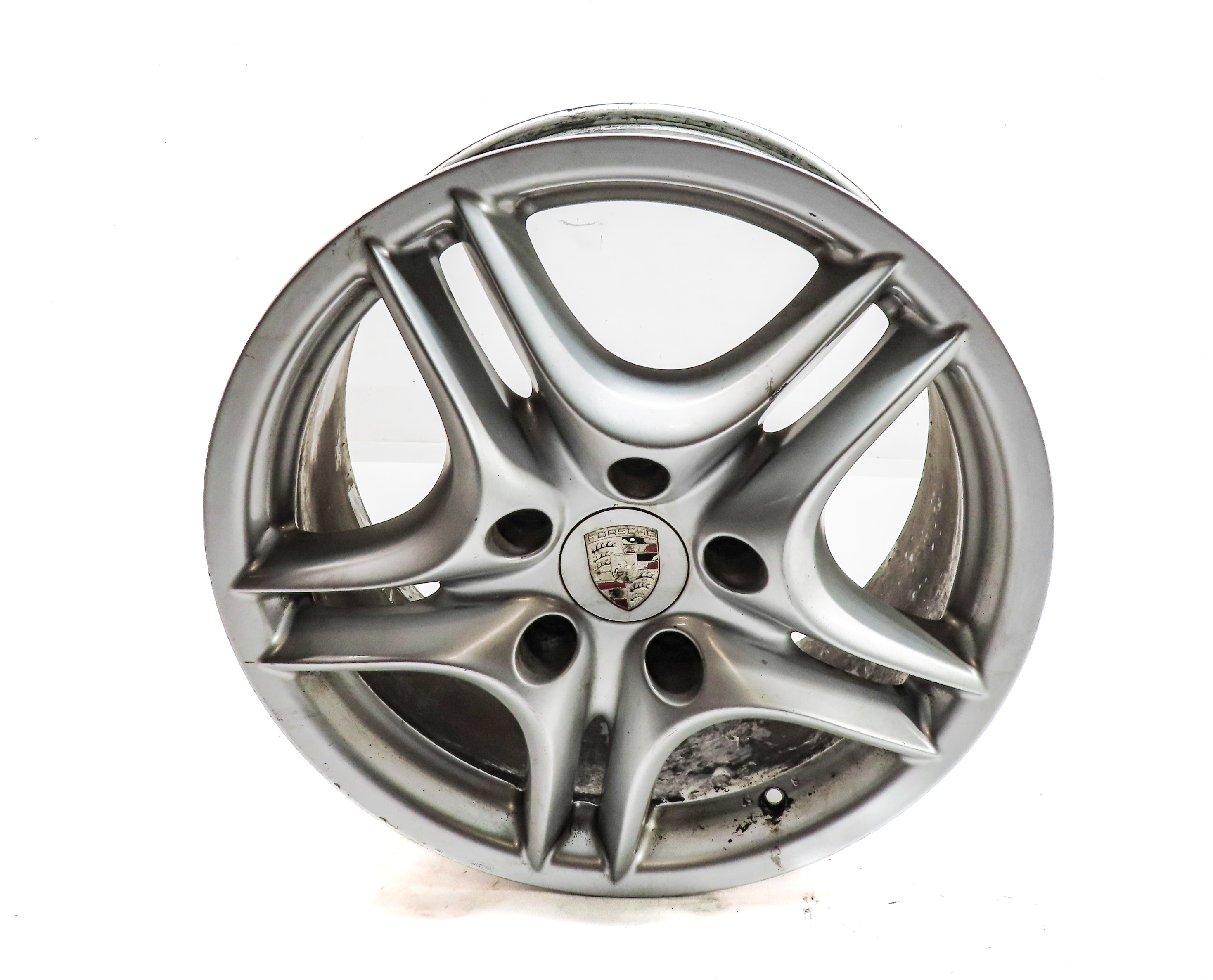 2008 PORSCHE CAYENNE (957) 18X8 INCH 5 DOUBLE SPOKE ALLOY WHEEL RIM — exact item pictured