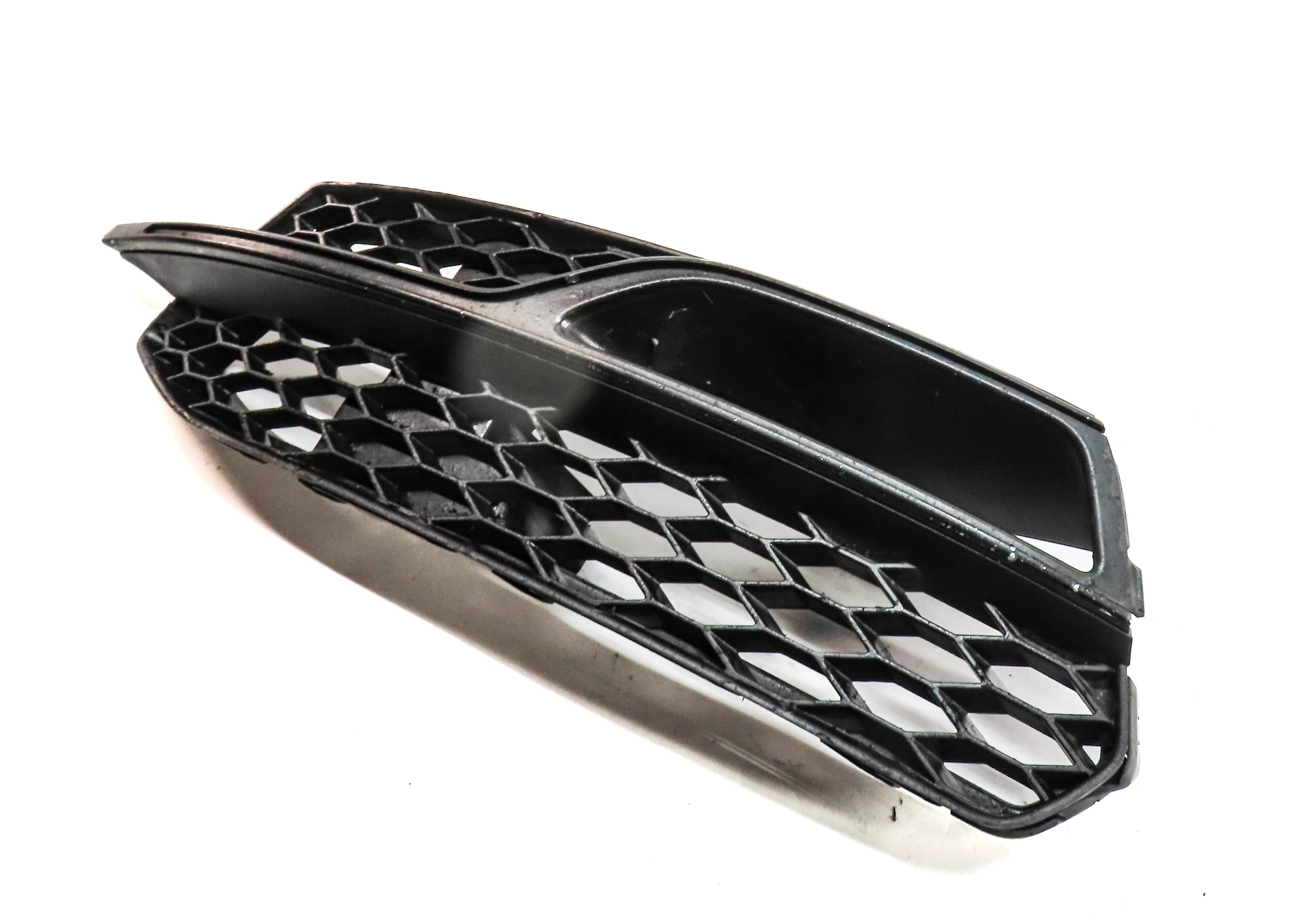 2015 AUDI S3 (8V) FRONT LEFT DRIVER LOWER VENT GRILLE TRIM END (BLACK) — exact item pictured