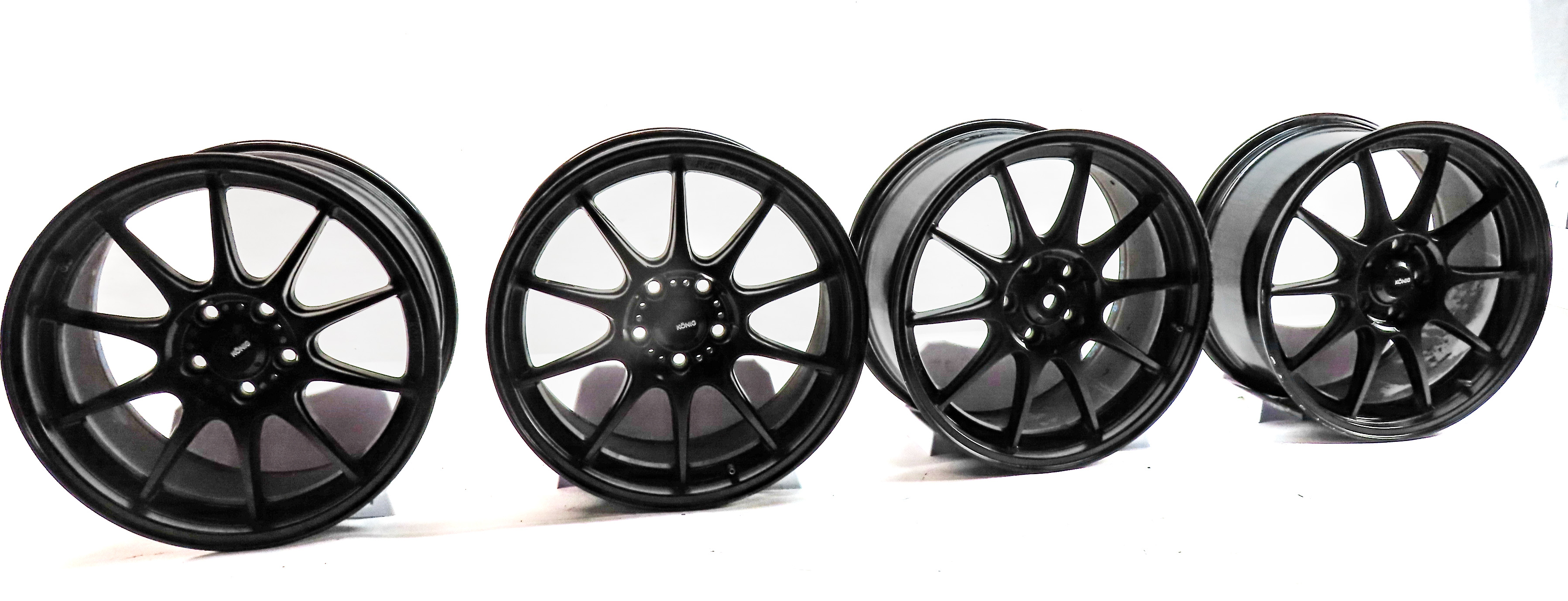 2015 AUDI S3 (8V) KONIG DEKAGRAM 18X8.5 SEMI MATTE BLACK WHEEL RIM SET/4 — exact item pictured