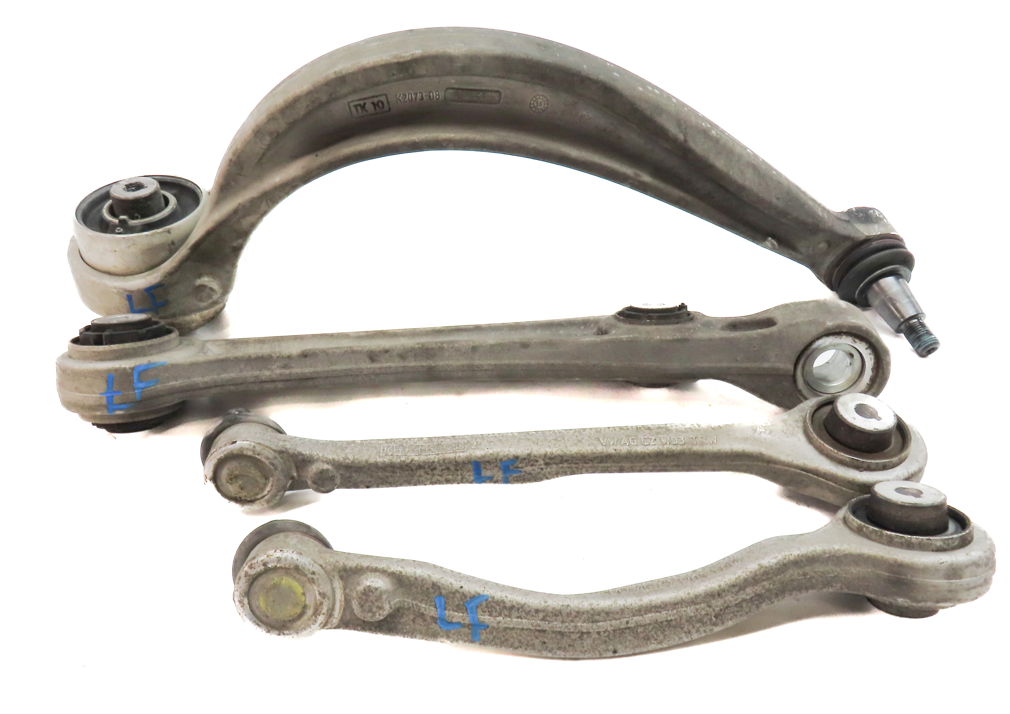 2017-2022 AUDI Q7 (4M) FRONT LEFT DRIVER UPPER & LOWER CONTROL ARM SET-4 — exact item pictured