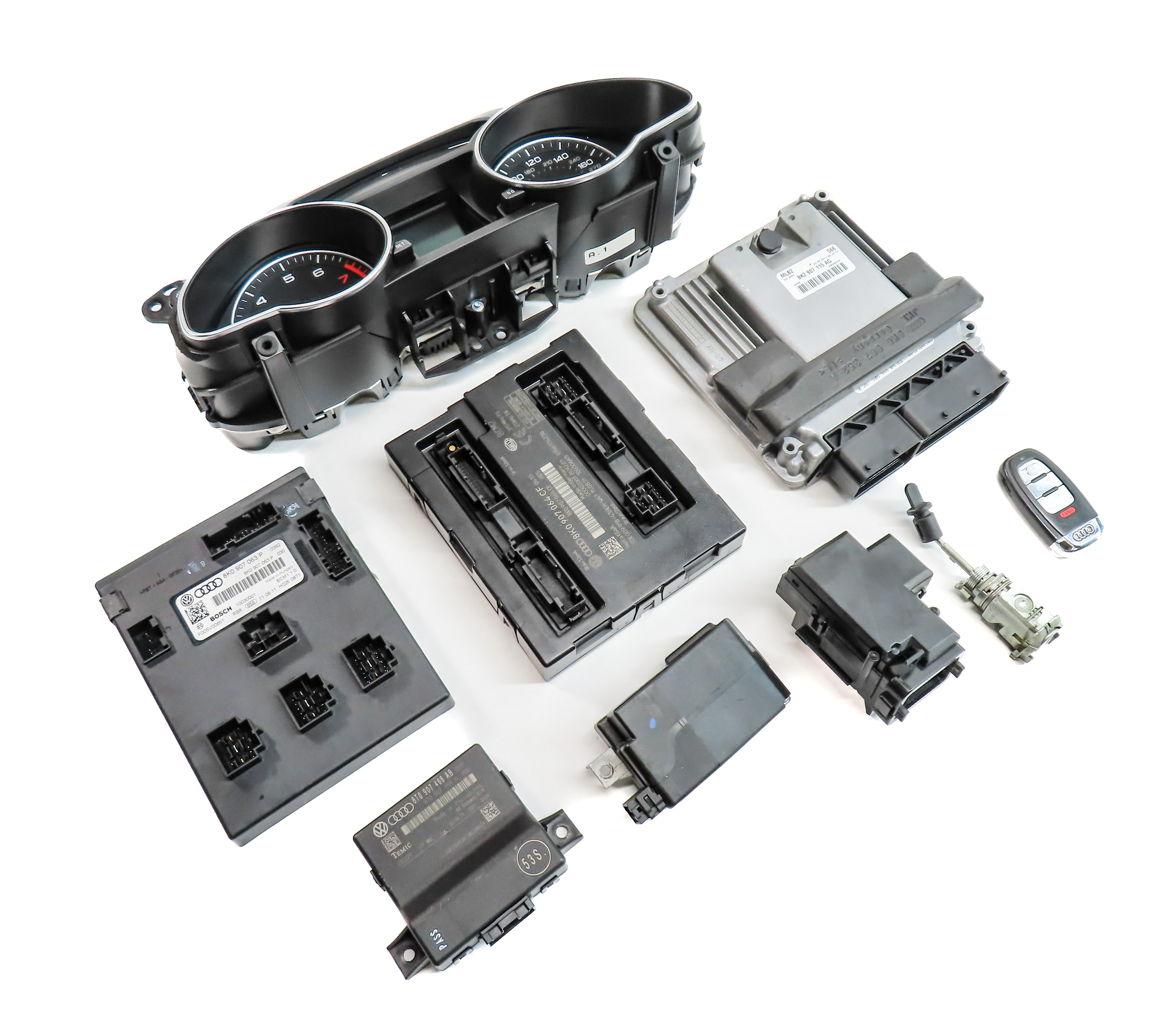 2012 AUDI A4 A5 (B8 8K 8T) 2.0L ECM BCM GATEWAY IMMOBILIZER MODULE KEY SET/9 — exact item pictured
