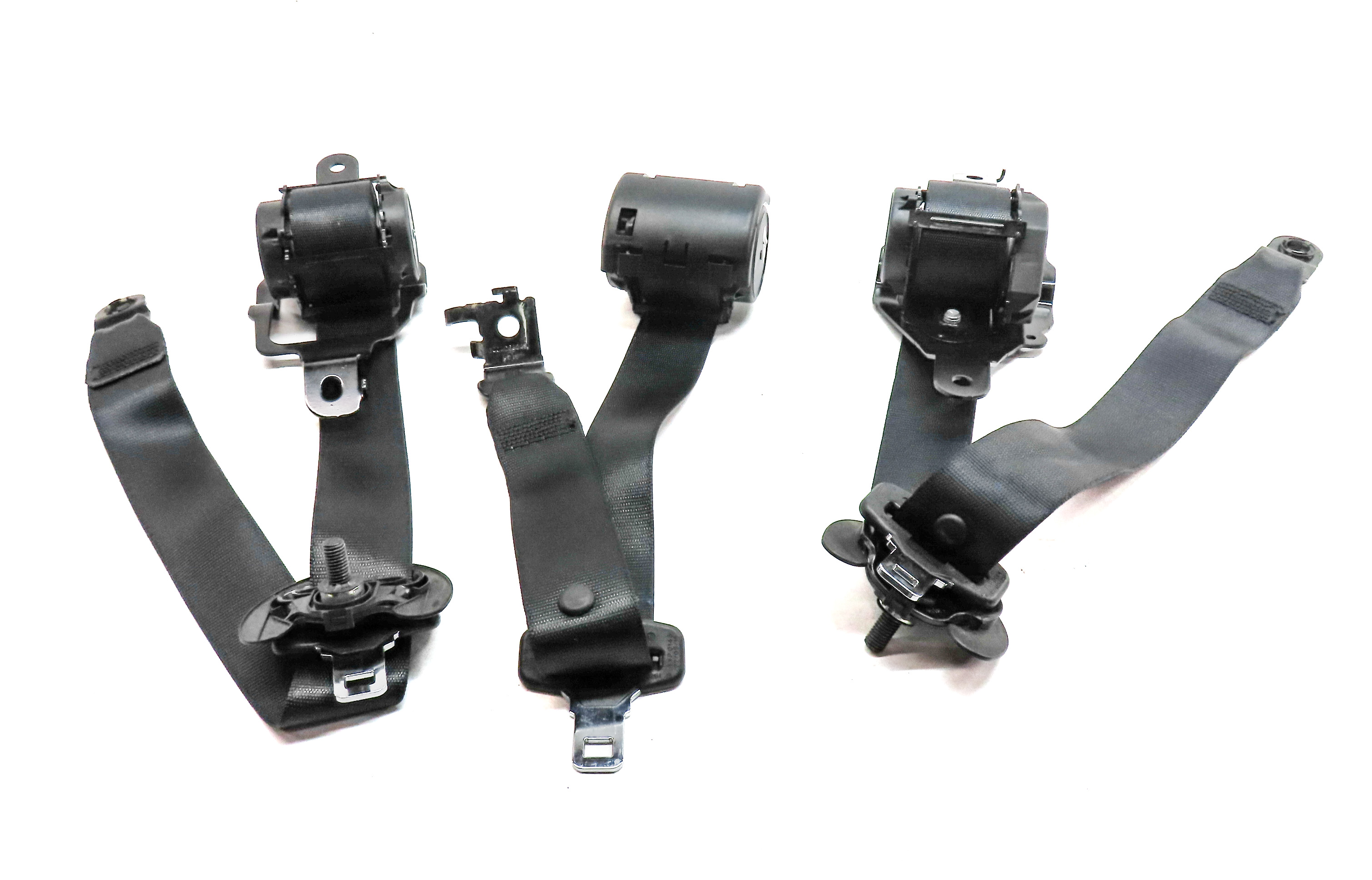 2015 BMW X5 (F15) REAR LEFT CENTER RIGHT SEAT SEATBELT RETRACTOR SET/3 (Black) — exact item pictured