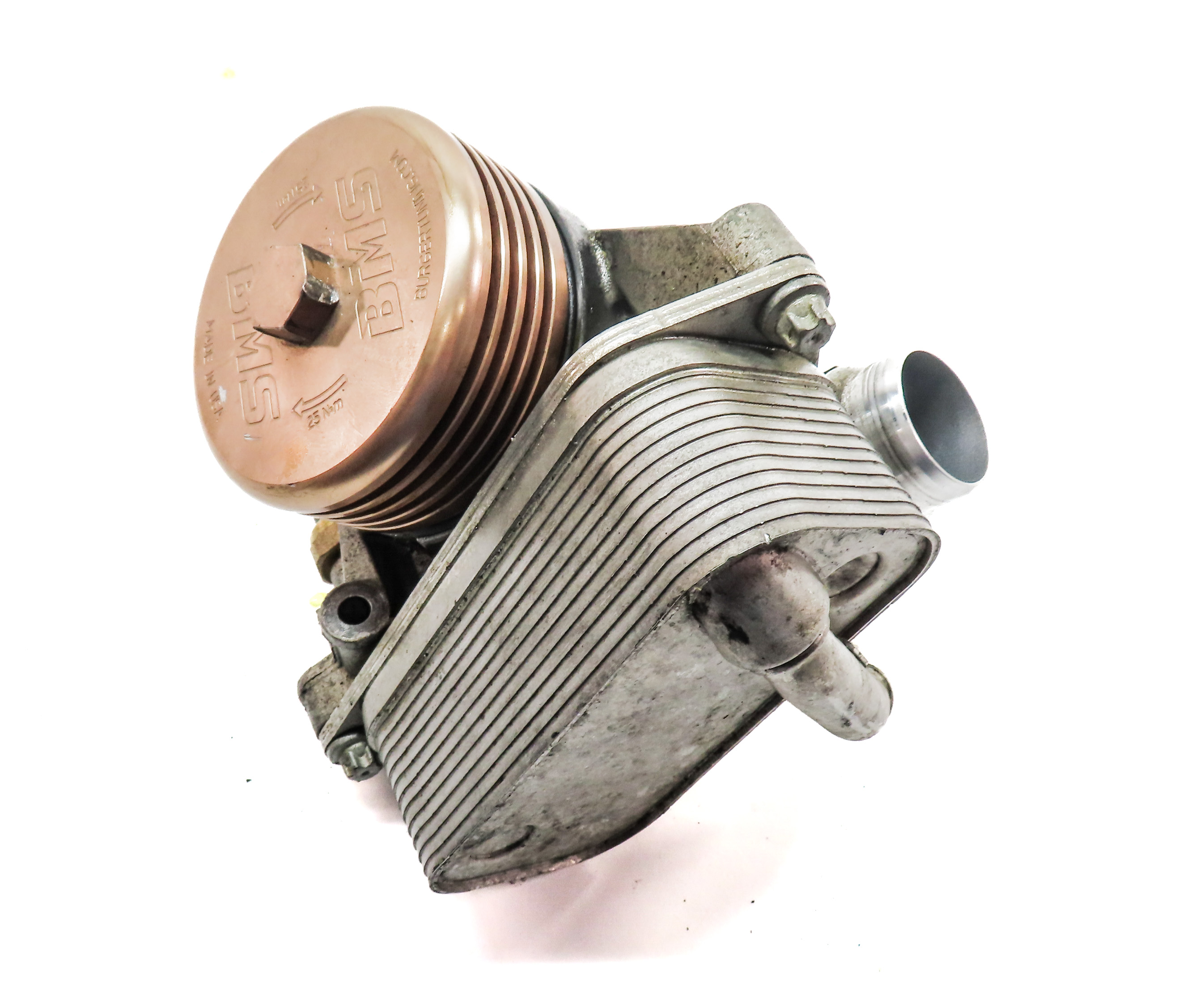 2015 BMW X5 (F15) 3.0L (N55) ENGINE MOTOR OIL FILTER HOUSING w/ COOLER & BMS CAP — exact item pictured