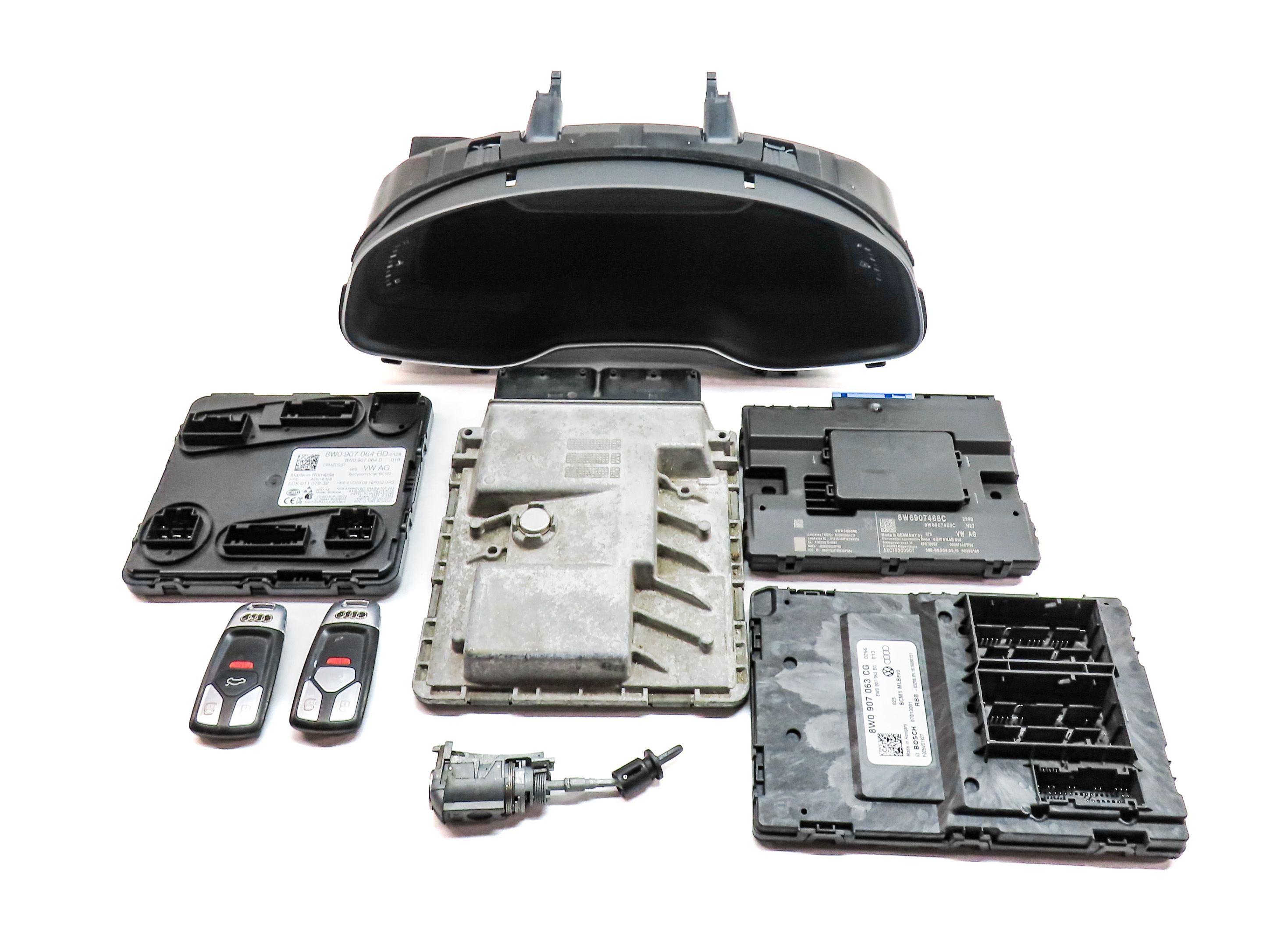 17 AUDI Q7 4M 3.0L SUPER ENGINE CREC SPEEDOMETER ECM ANTI THEFT MODULE KEY SET — exact item pictured