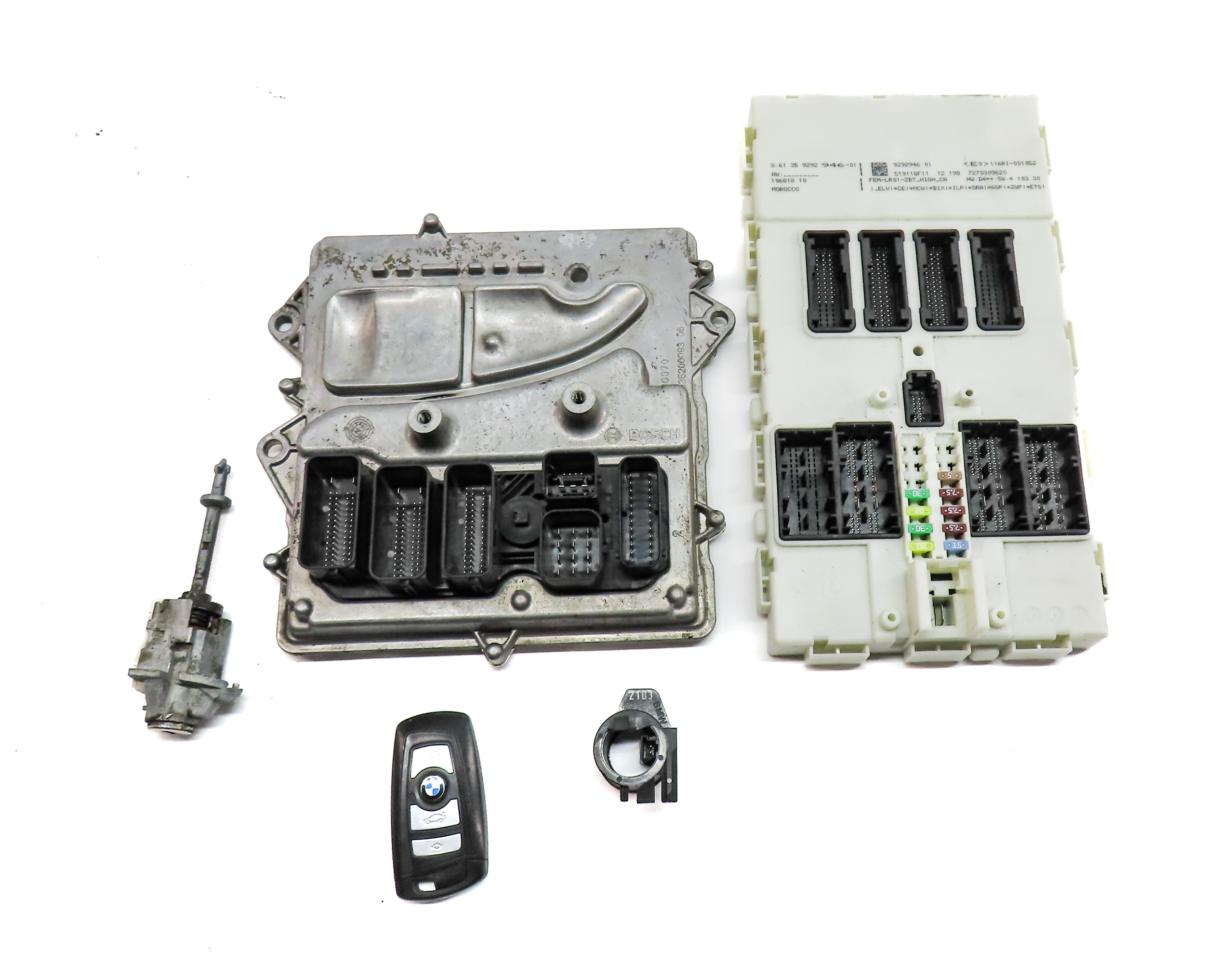 13-15 BMW ACTIVE 3 5 7 (F01 F10 F30) 3.0L N55 HYBRID ECM CAS4 MODULE KEY FOB SET — exact item pictured