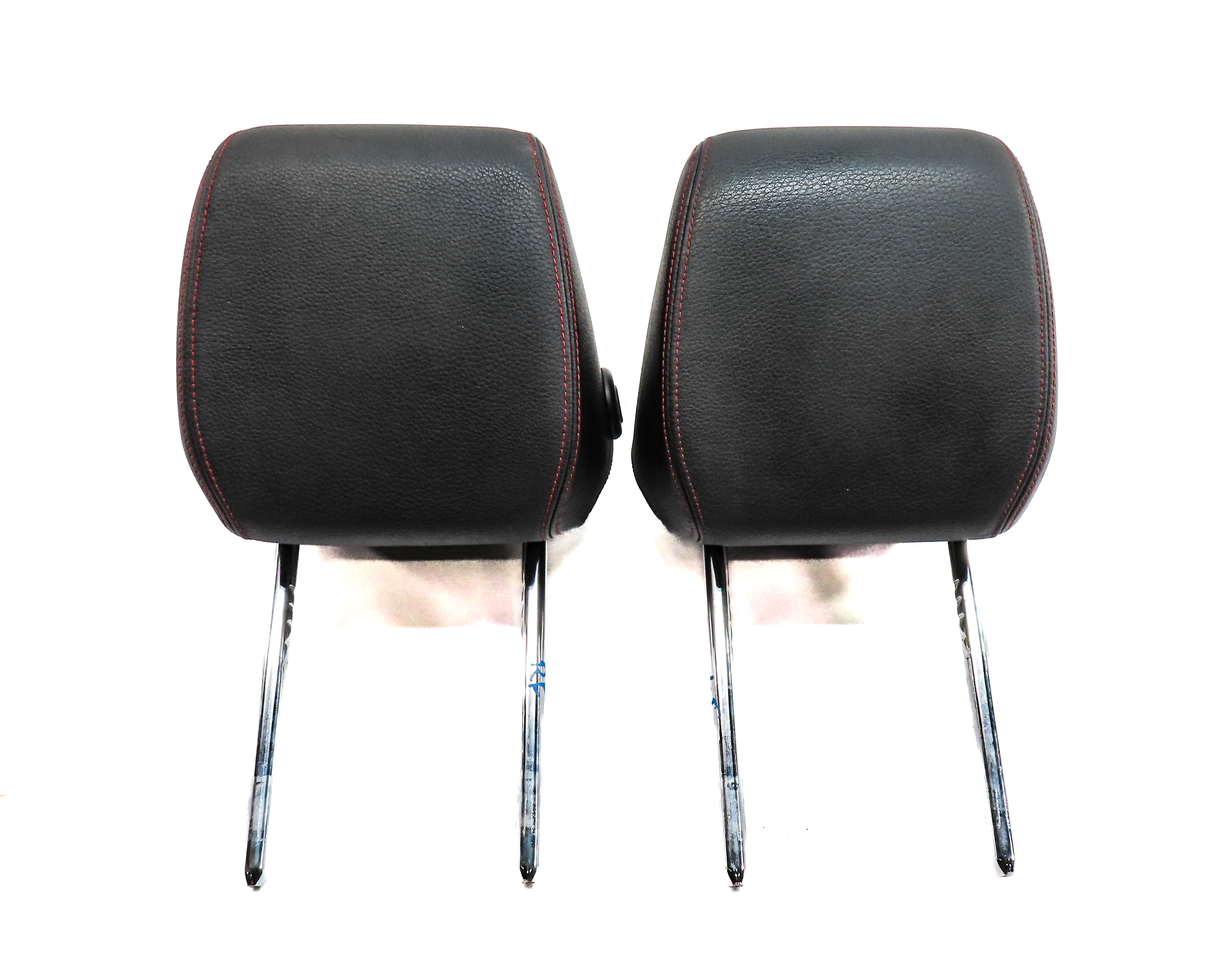 13-20 BMW 3 4 F30 F32 FRONT LEFT & RIGHT HEADREST SET2 (BLACK w/ RED STITCH) — exact item pictured