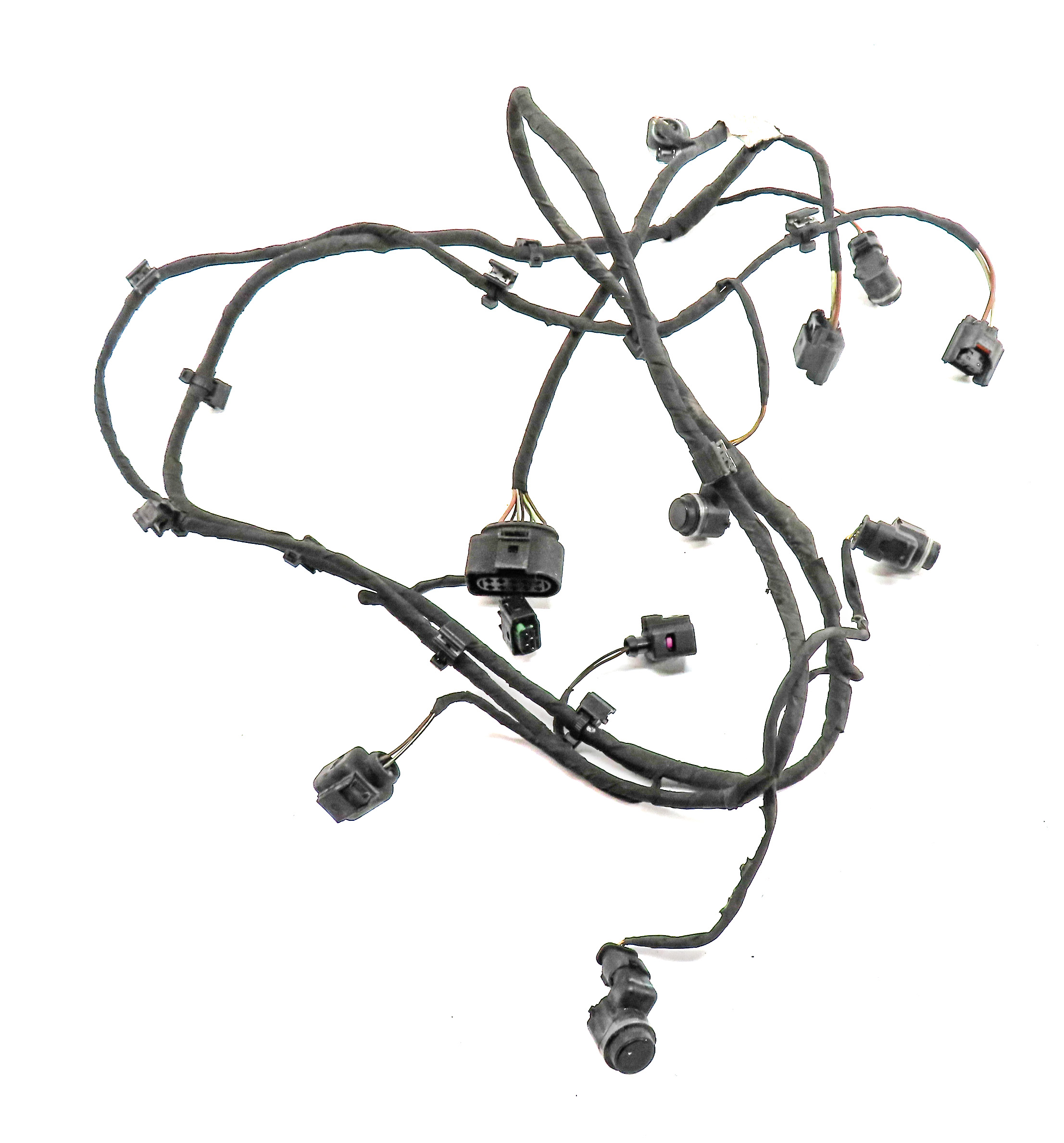 10 AUDI Q7 (4L) FRONT PARK ASSIST PDC DISTANCE CONTROL WIRE SENSOR SET/4 (Black) — exact item pictured