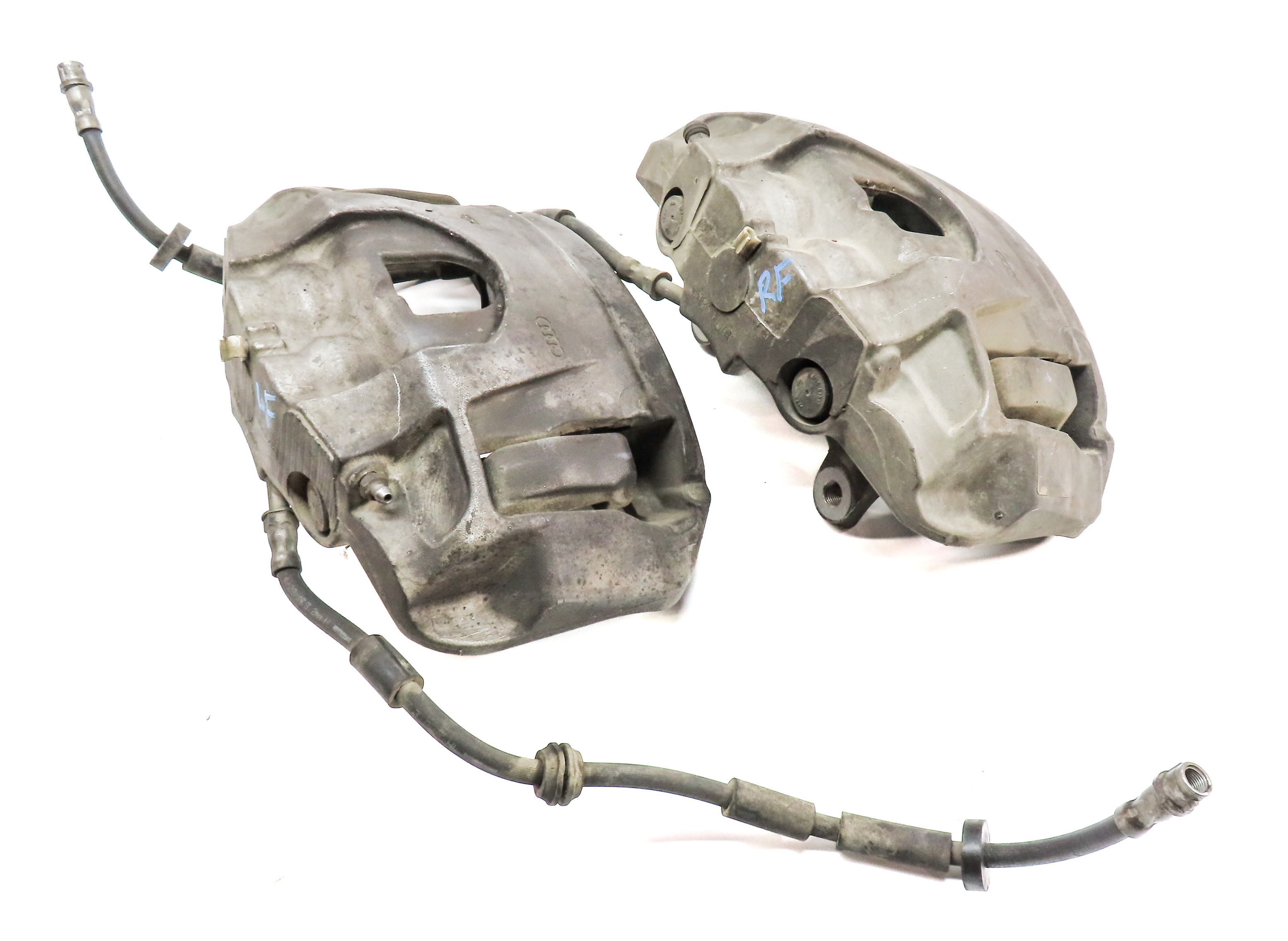 2011-2018 AUDI A8 (D4 4H) FRONT LEFT & RIGHT BRAKE CALIPER SET 2 (14.96" ROTOR) — exact item pictured
