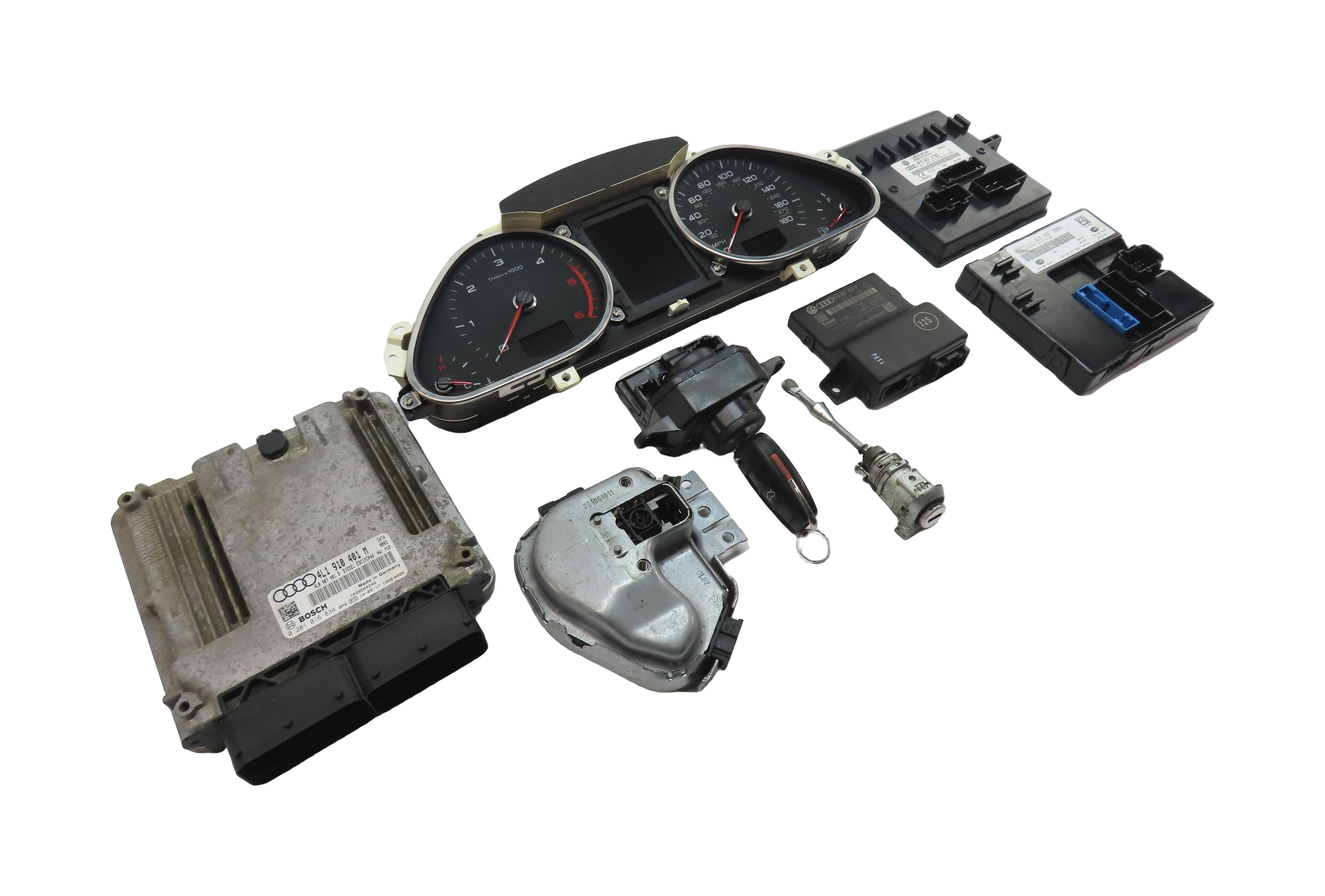 2011 AUDI Q7 (4L) 3.0L CATA DIESEL ENGINE ECM IMMOBILIZER BODY MODULE KEY SET — exact item pictured