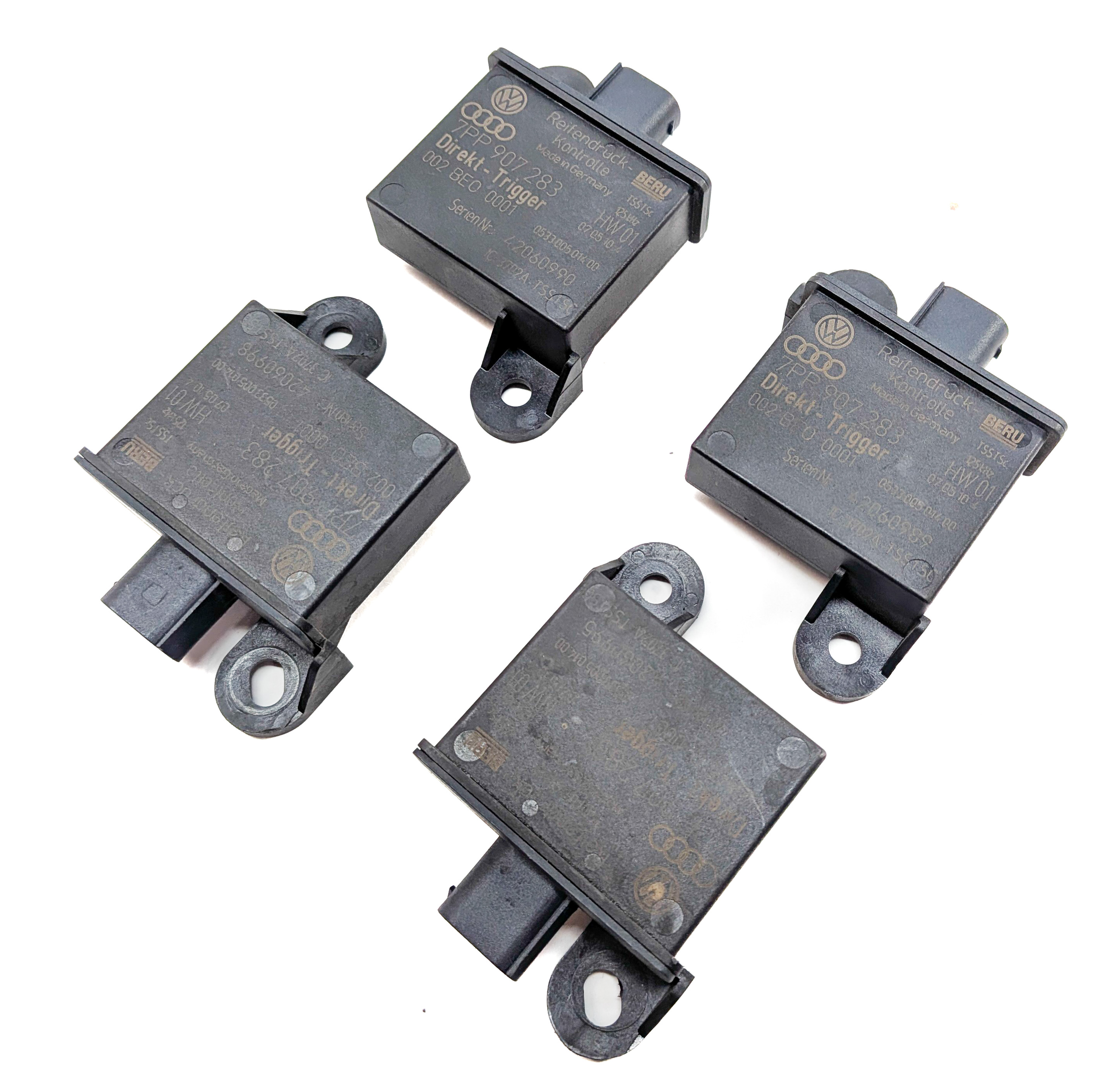 2011 PORSCHE PANAMERA (970) TIRE PRESSURE MONITOR TRIGGER TPMS MODULE SET/4 — exact item pictured