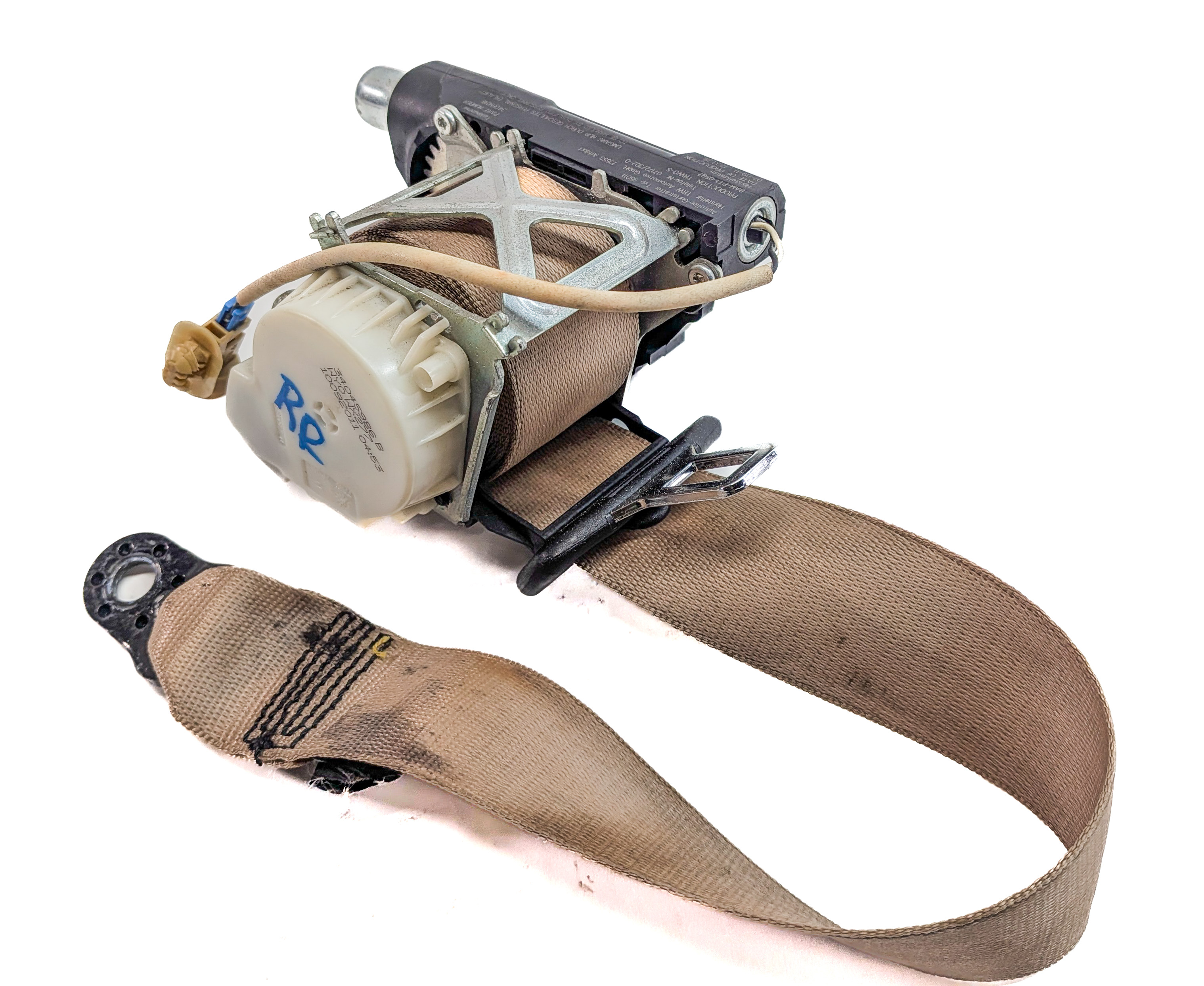 2011 PORSCHE PANAMERA (970) REAR RIGHT SEAT SEATBELT RETRACTOR (Beige) — exact item pictured