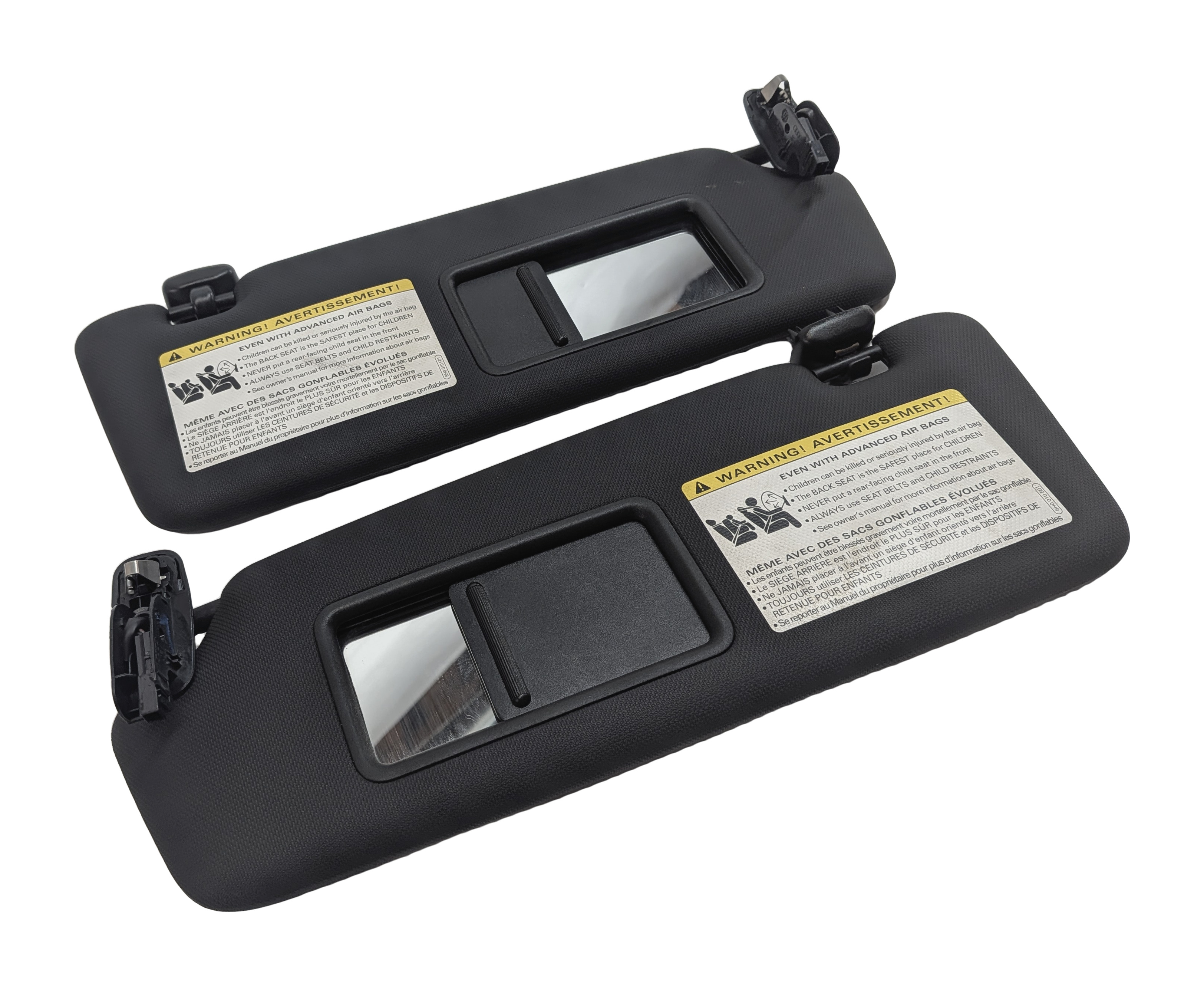 13-18 AUDI ALLROAD A3 E-TRON (B8 8VF) FRONT LEFT & RIGHT SUNVISOR SET (Black) — exact item pictured
