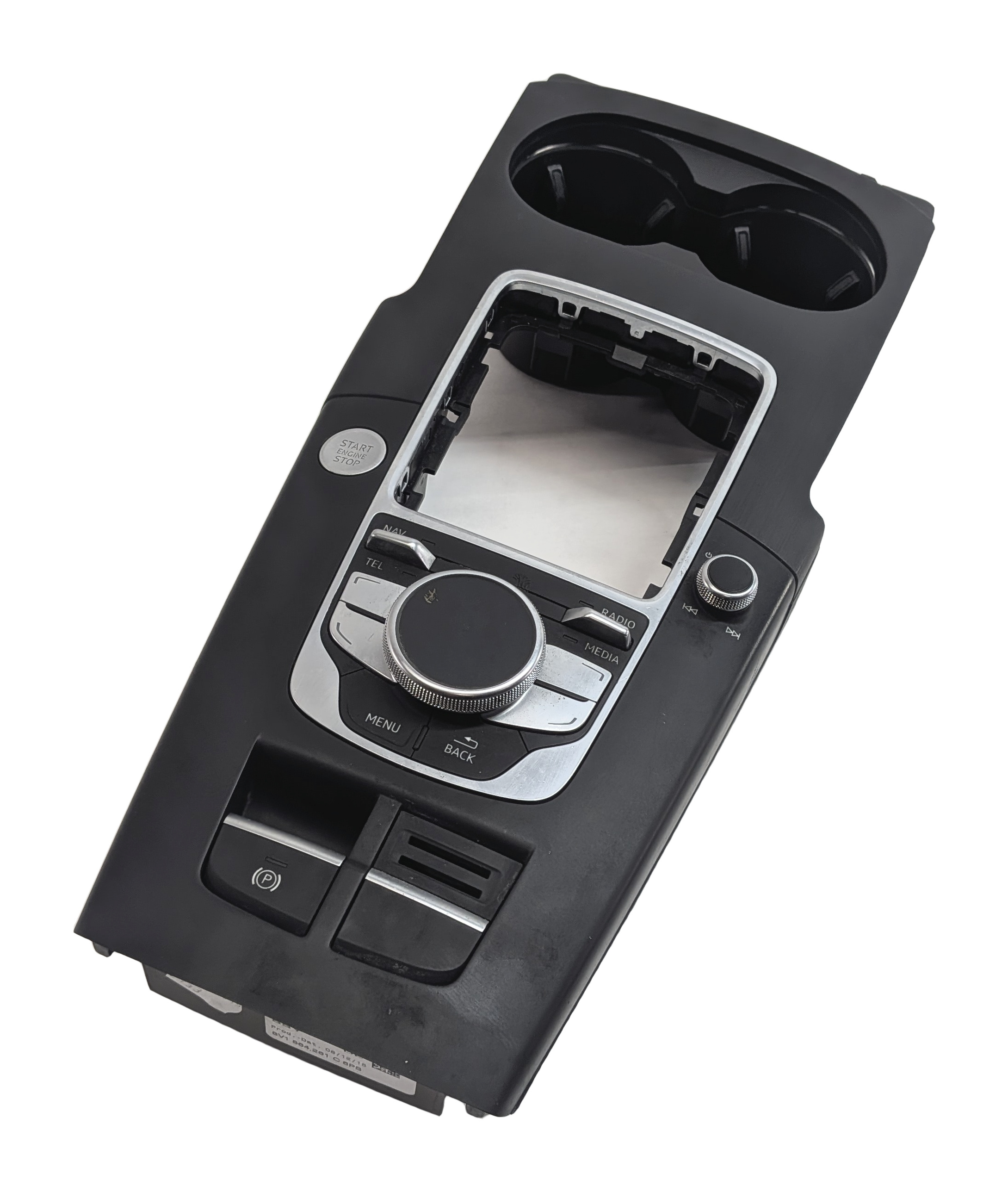 15-18 AUDI A3 S3 (8V) GPS NAVIGATION MEDIA MMI CONTROL SWITCH KNOB & CUP HOLDER — exact item pictured