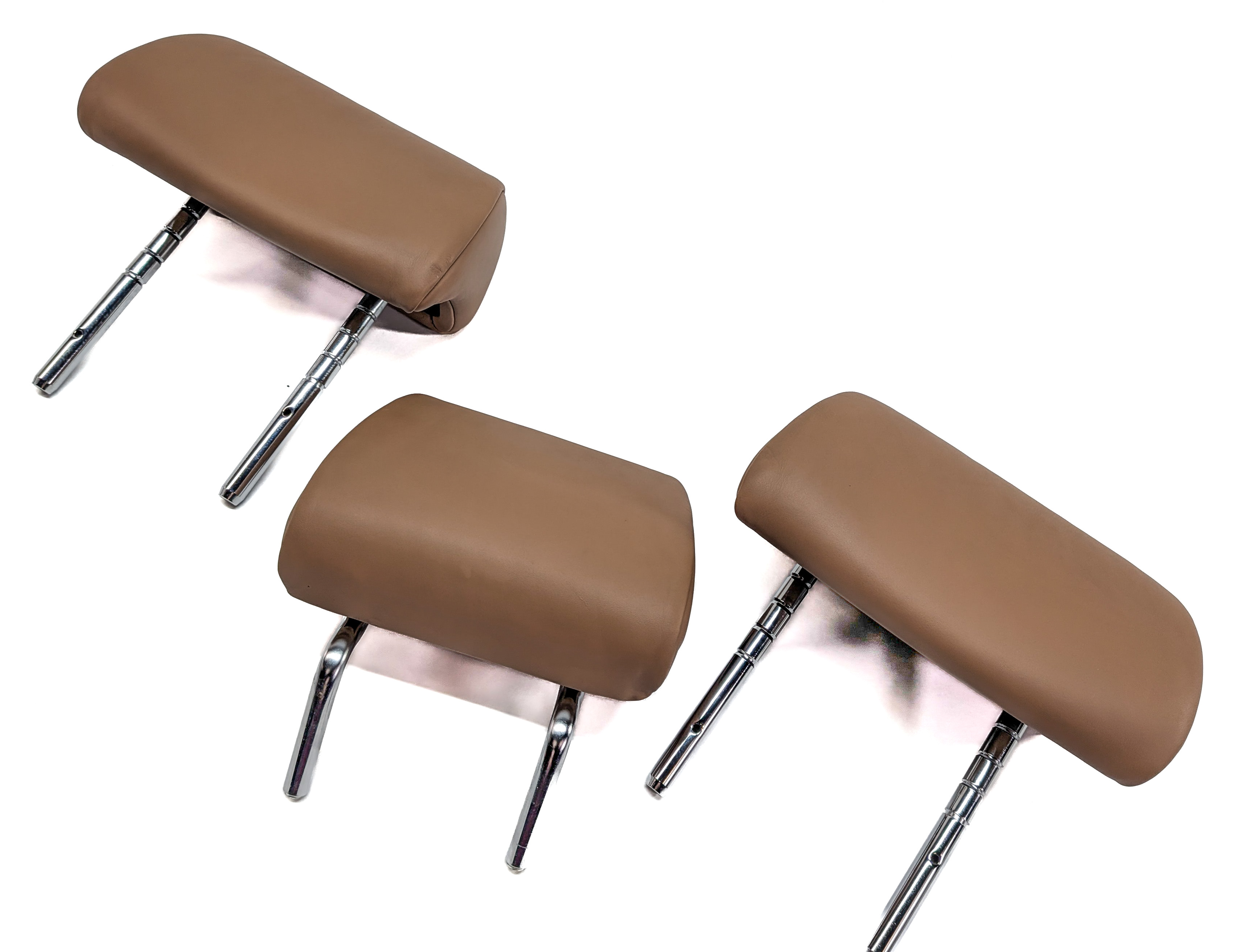 2009-2015 BMW 7 SERIES (F01) REAR LEFT CENTER RIGHT SEAT HEADREST SET/3 (Brown) — exact item pictured