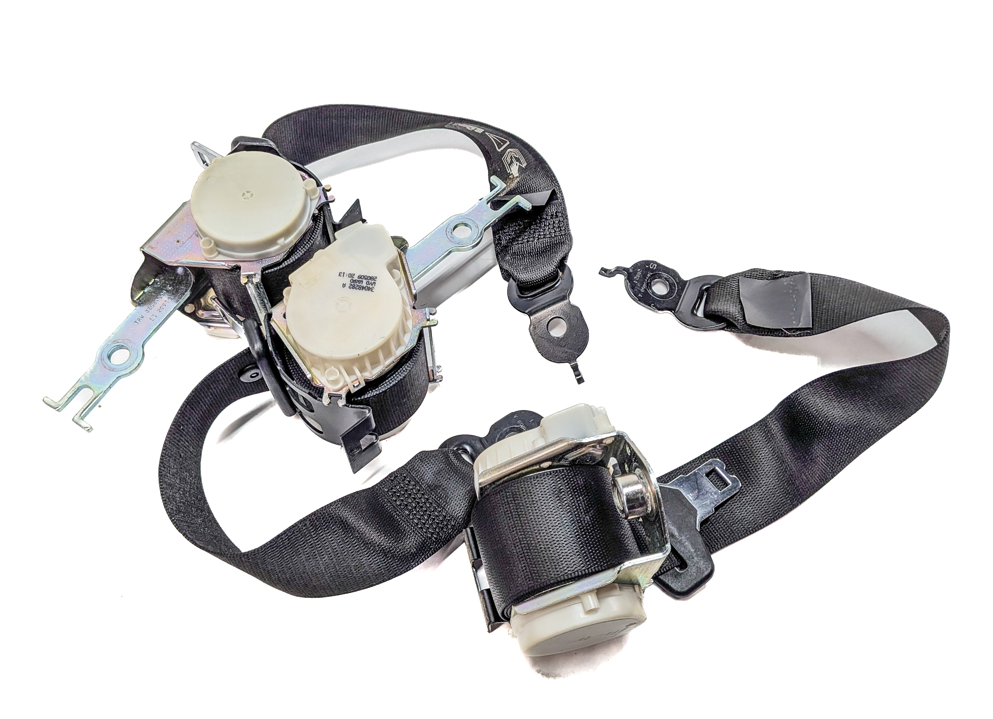 2009 BMW 750I (F01) REAR LEFT CENTER RIGHT SEAT SEATBELT RETRACTOR SET/3 (Black) — exact item pictured