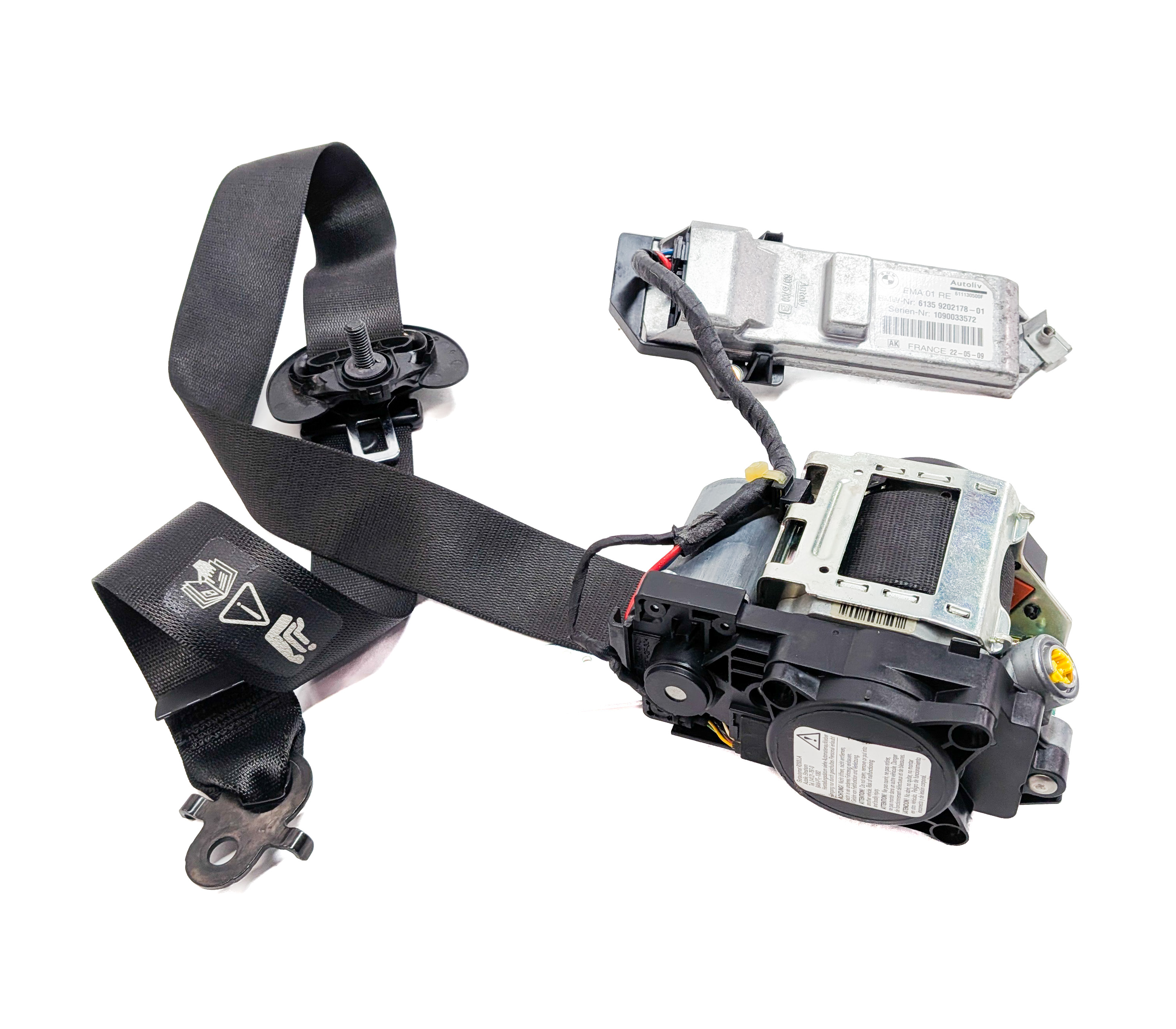 2009-2012 BMW 740i 750i 760i B7 (F01) RIGHT PASSENGER SEATBELT RETRACTOR(Black) — exact item pictured