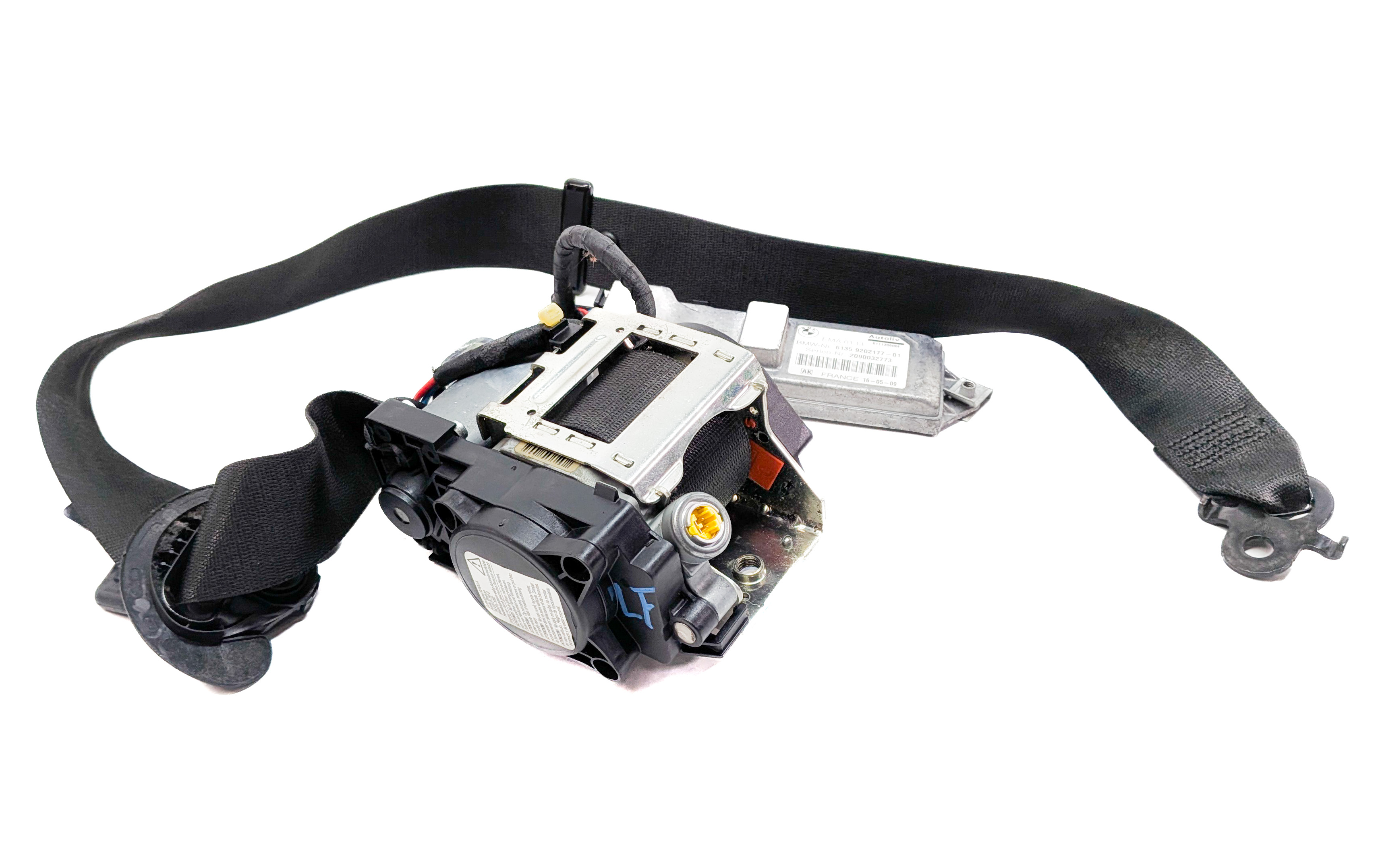 2009-2012 BMW 740i 750i 760i B7 (F01) LEFT DRIVER SEATBELT RETRACTOR (Black) — exact item pictured