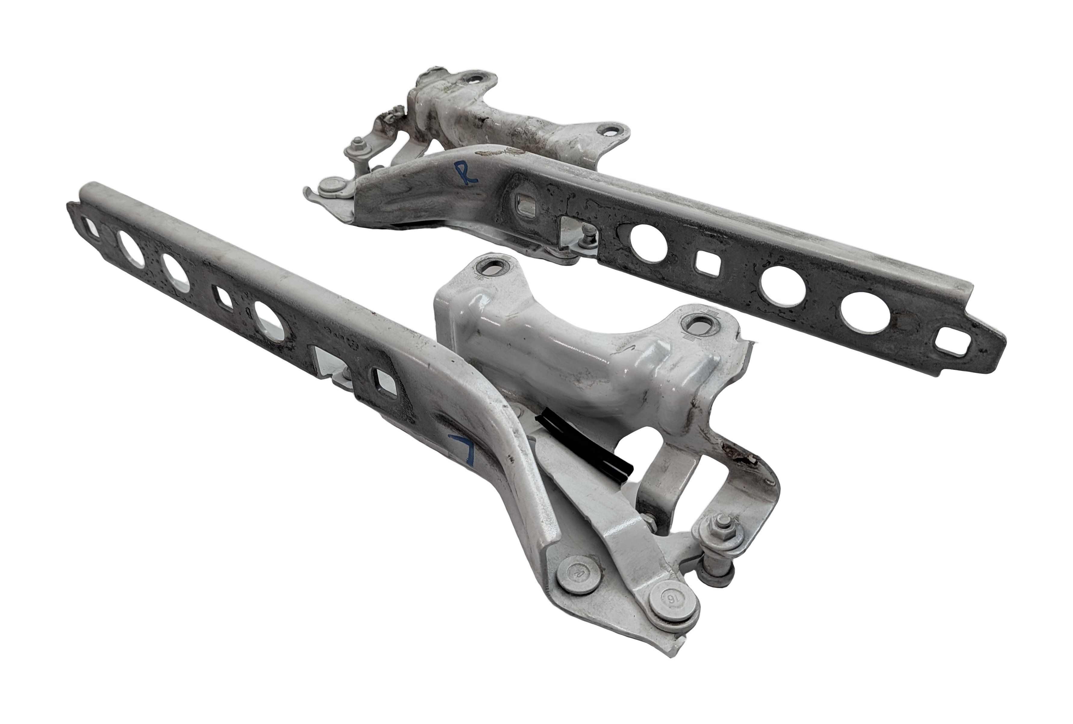 2015-2024 PORSCHE MACAN (95B) FRONT LEFT & RIGHT HOOD HINGE SET-2 (White) — exact item pictured
