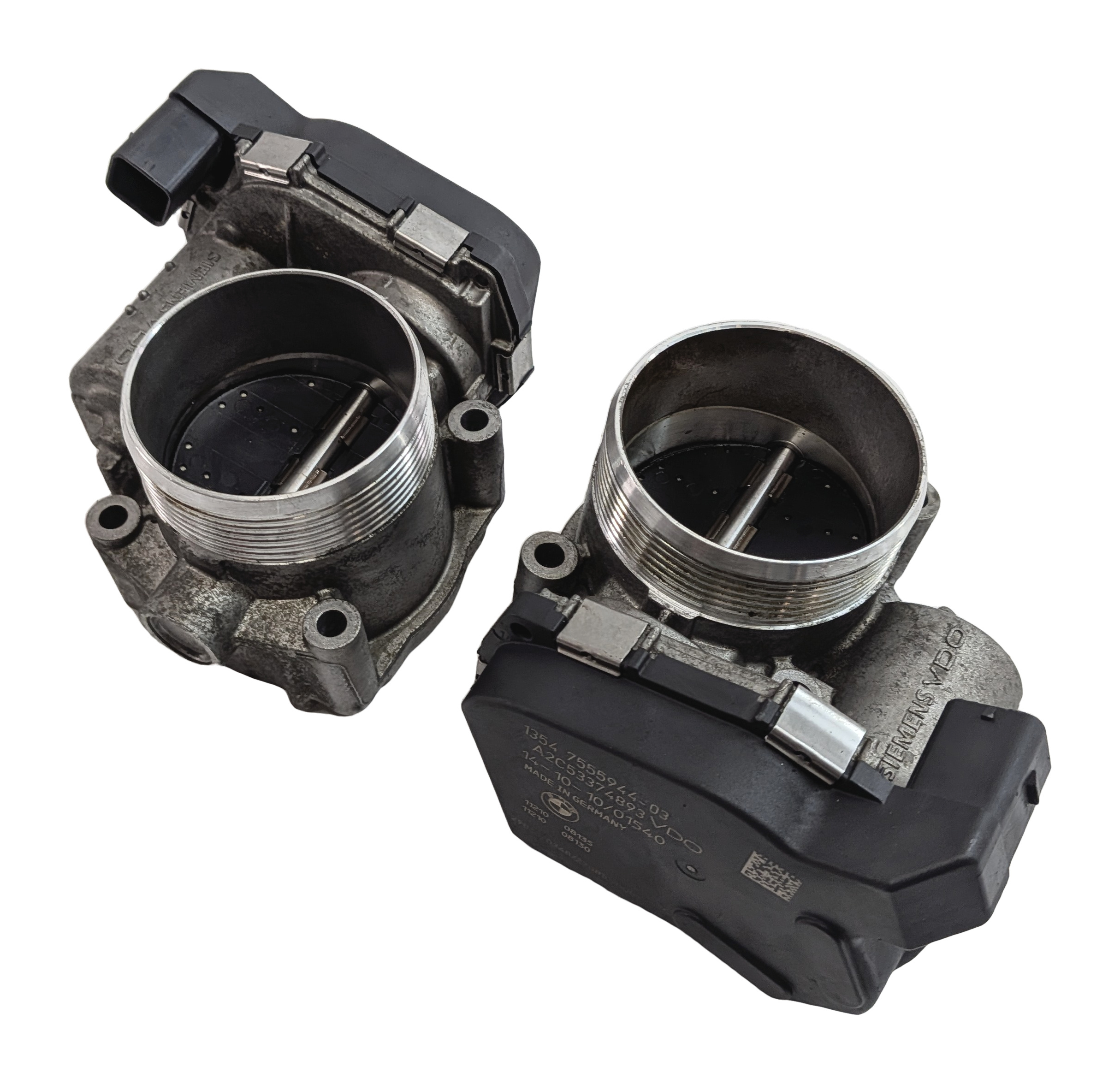 08-18 BMW 5 6 7 M5 M6 (E70 F01 F10 F12 F15 F16) 4.4L ENGINE THROTTLE BODY SET-2 — exact item pictured