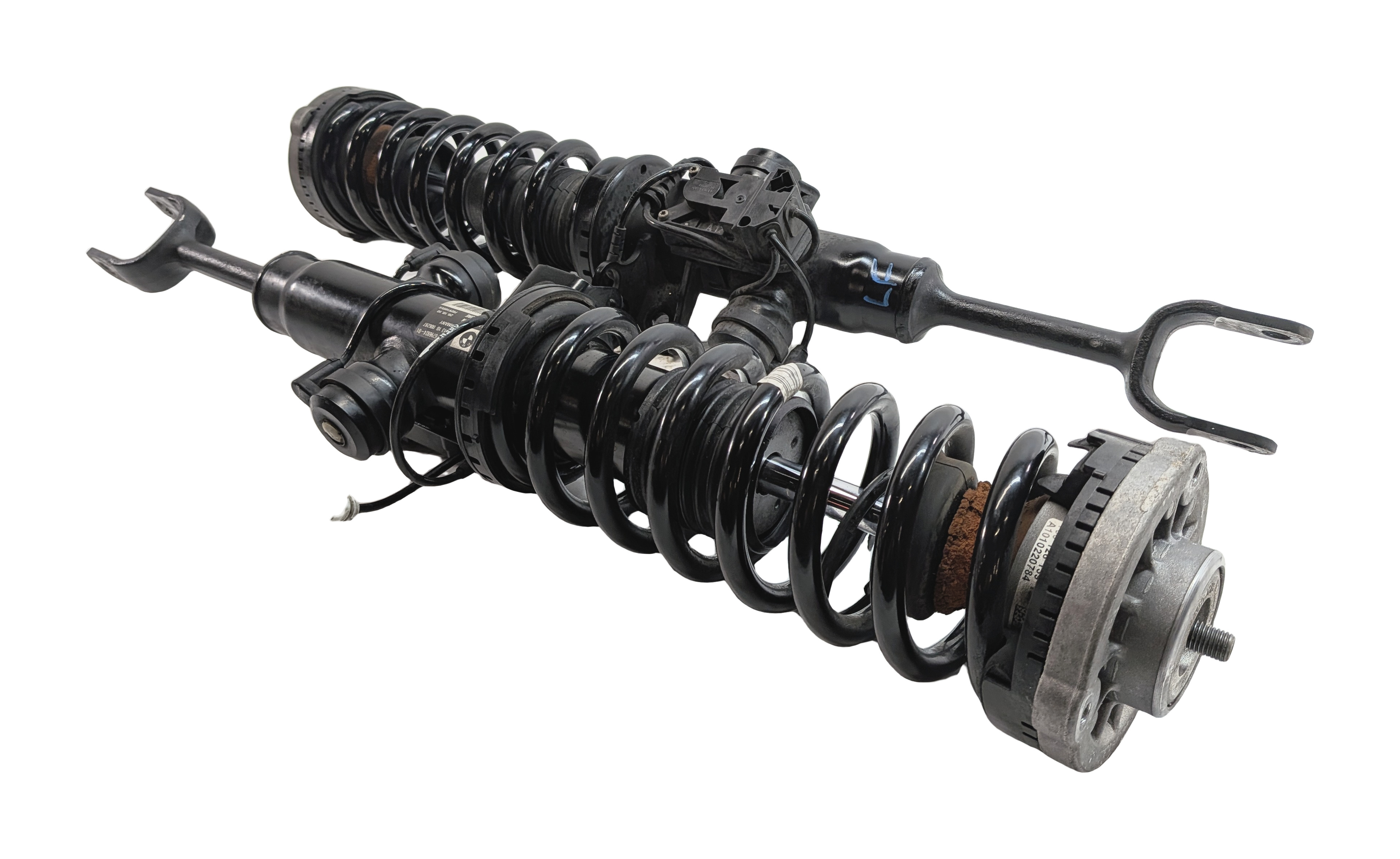 2011-2012 BMW ACTIVE HYBRID 7 (F04) RWD FRONT LEFT & RIGHT EDC SHOCK STRUT SET/2 — exact item pictured