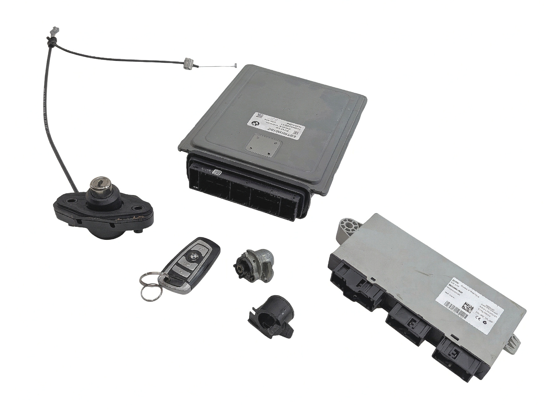 11-12 BMW ACTIVE HYBRID 7 4.4L N63 ENGINE DME CAS 4 IMMOBILIZER MODULE KEY SET — exact item pictured