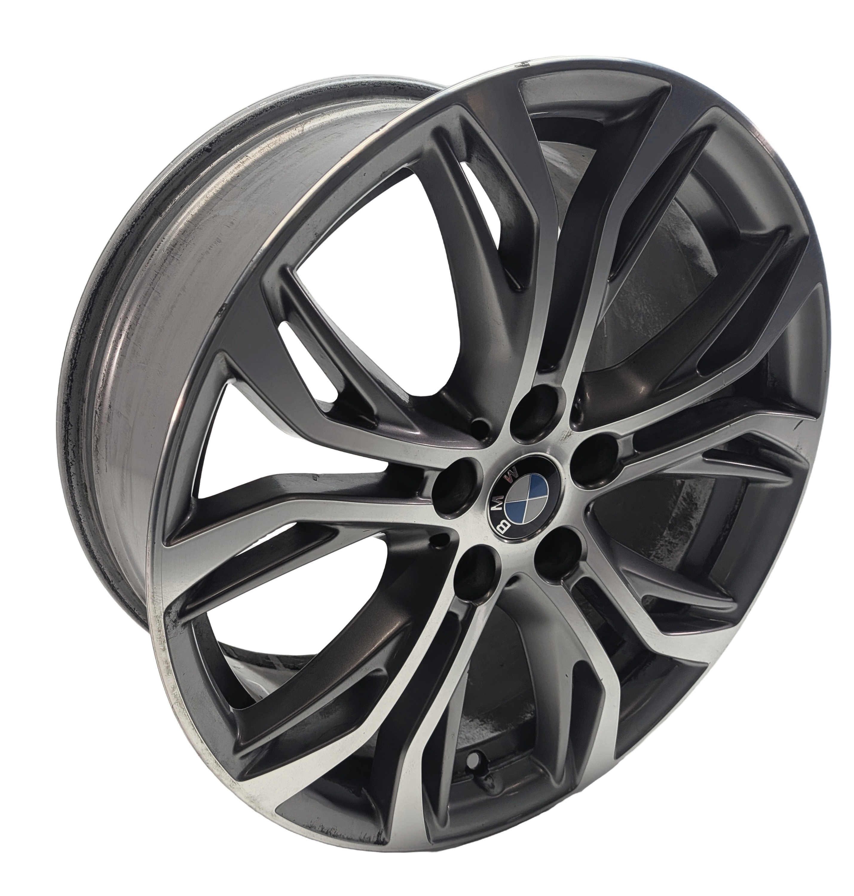 16-23 BMW X1 X2 (F48 F39) 18x7.5 INCH 5 TWIN Y SPOKE 10 SPOKE WHEEL RIM (GRAY) — exact item pictured