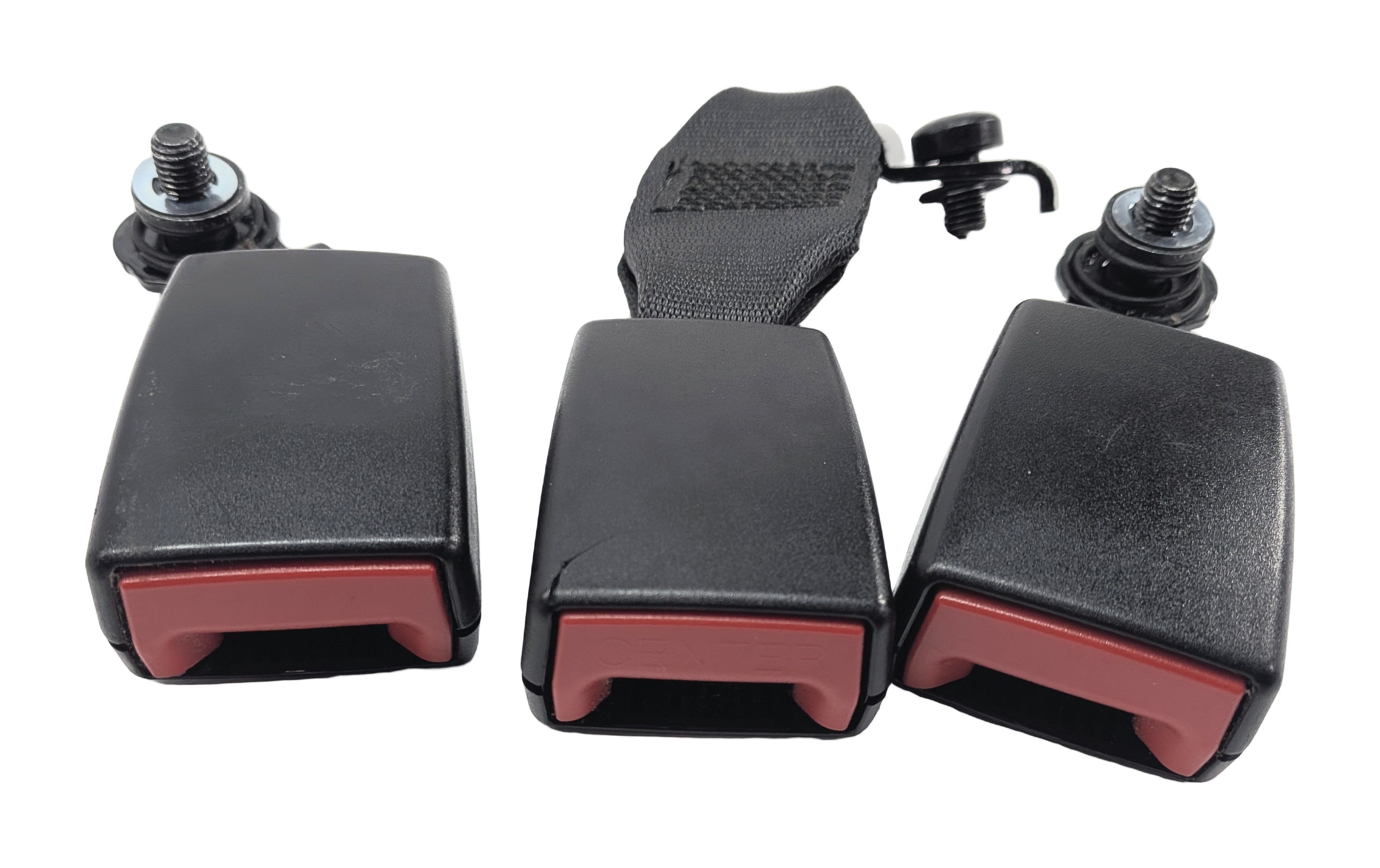 2016 BMW X1 (F48) REAR LEFT CENTER RIGHT SEAT SEATBELT BUCKLE RECEIVER SET/3 — exact item pictured
