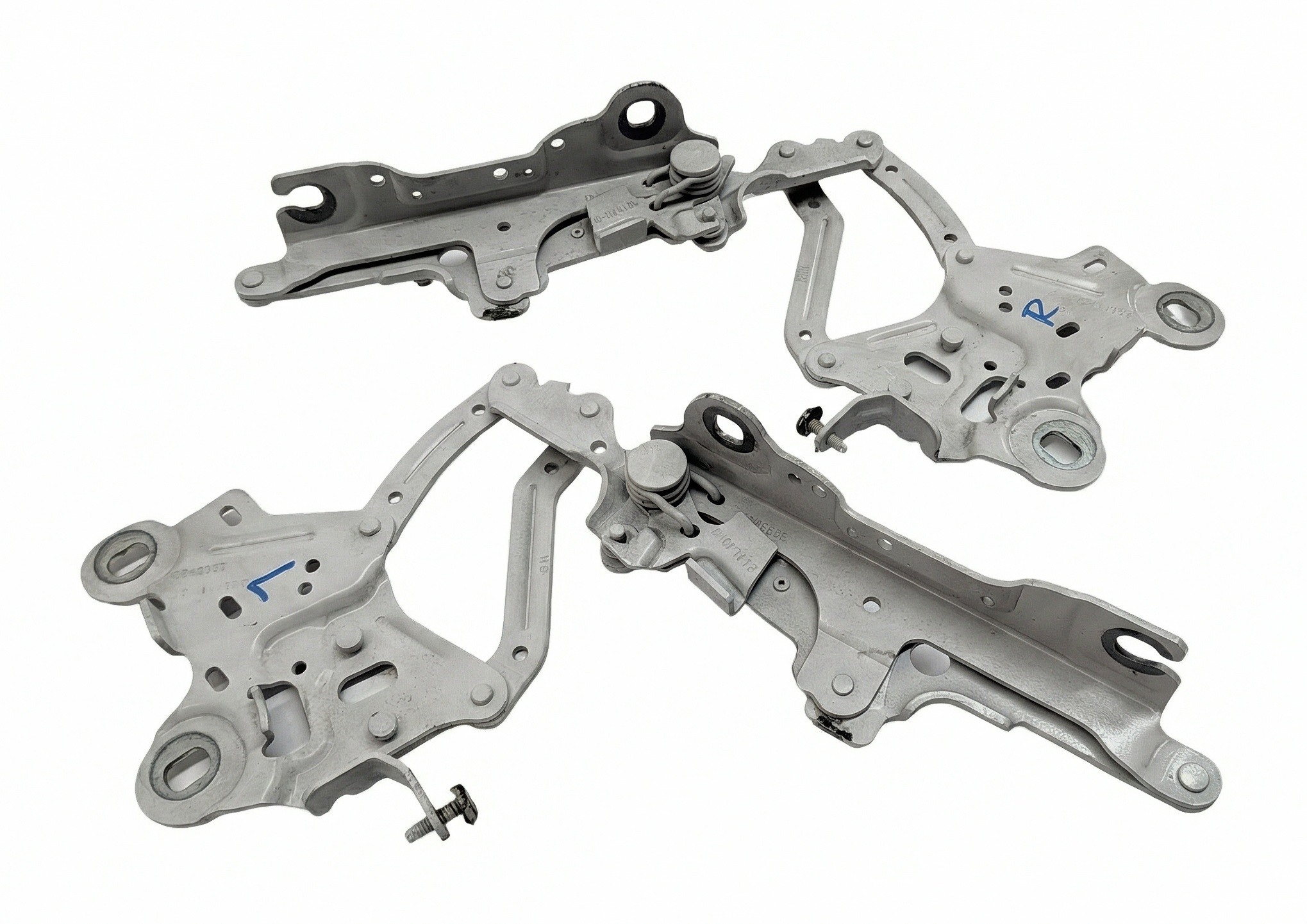 2016-2023 BMW X1 X2 (F39 F48) FRONT LEFT & RIGHT HOOD HINGE SET 2 (White) — exact item pictured
