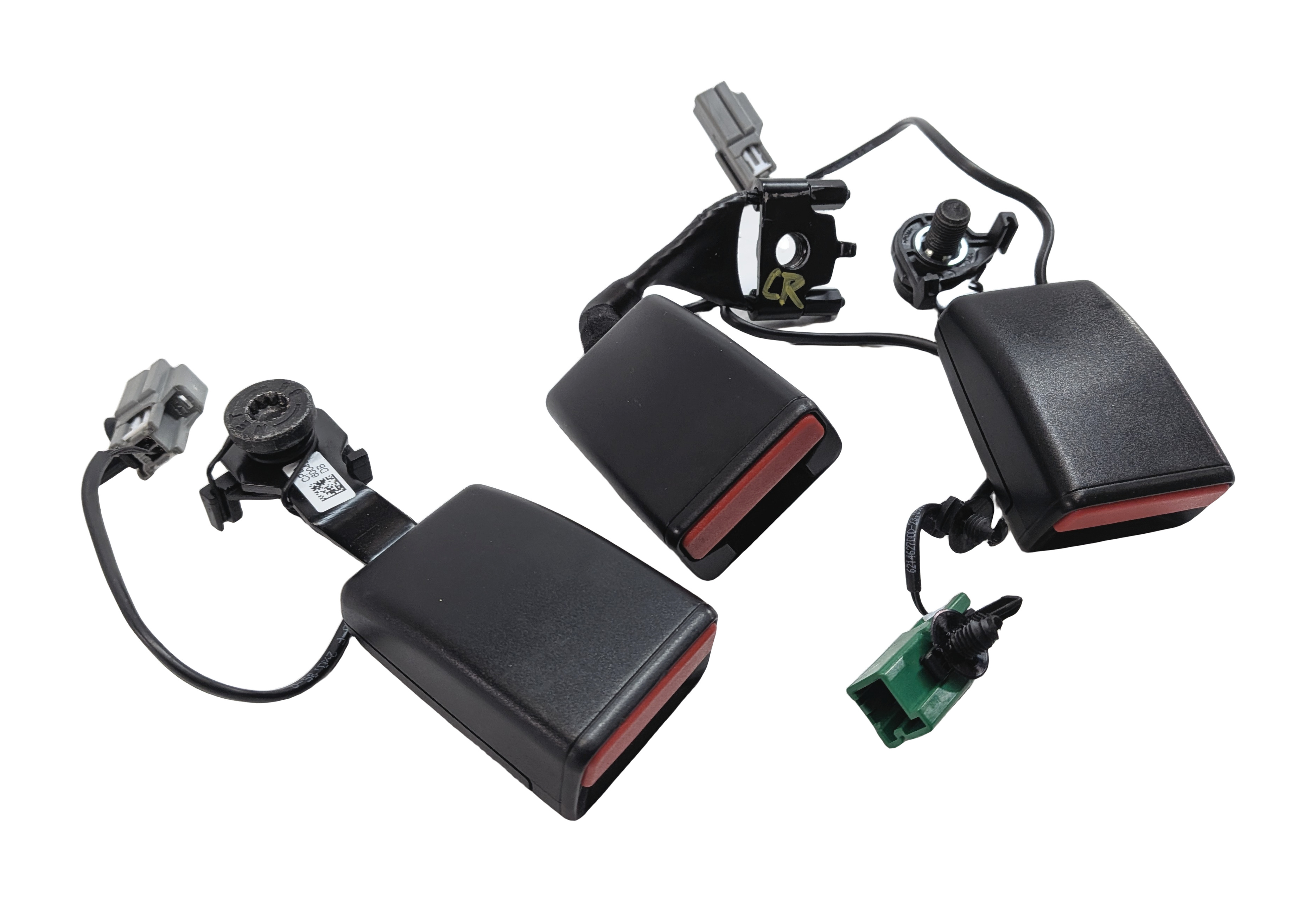 2016 RANGE ROVER (L405) REAR LEFT CENTER RIGHT SEATBELT BUCKLE RECEIVER SET/3 — exact item pictured