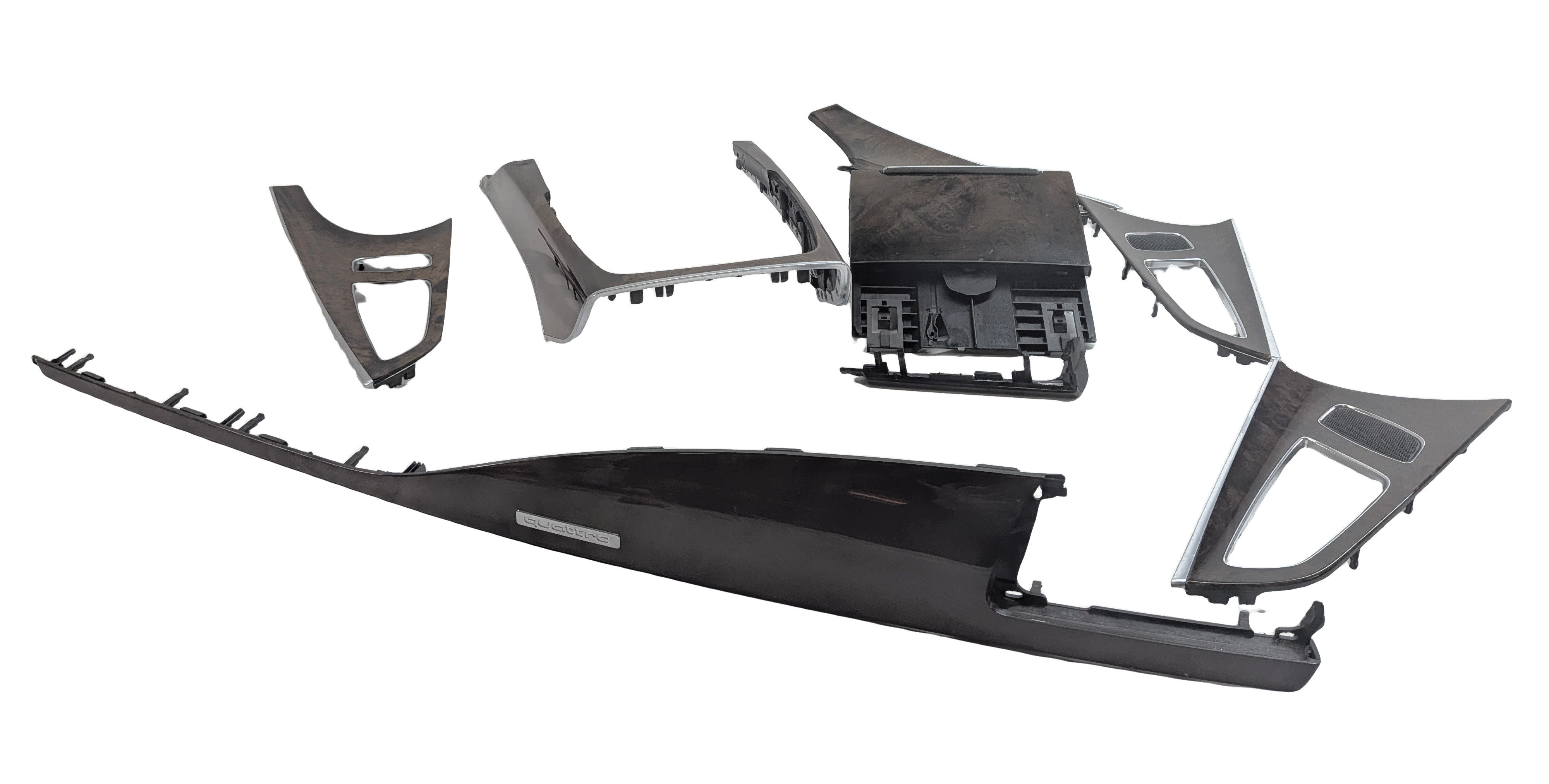 2014 AUDI A7 C7 4G8 INTERIOR FRONT DASH CENTER CONSOLE DOOR TRIM SET/8 (Walnut) — exact item pictured