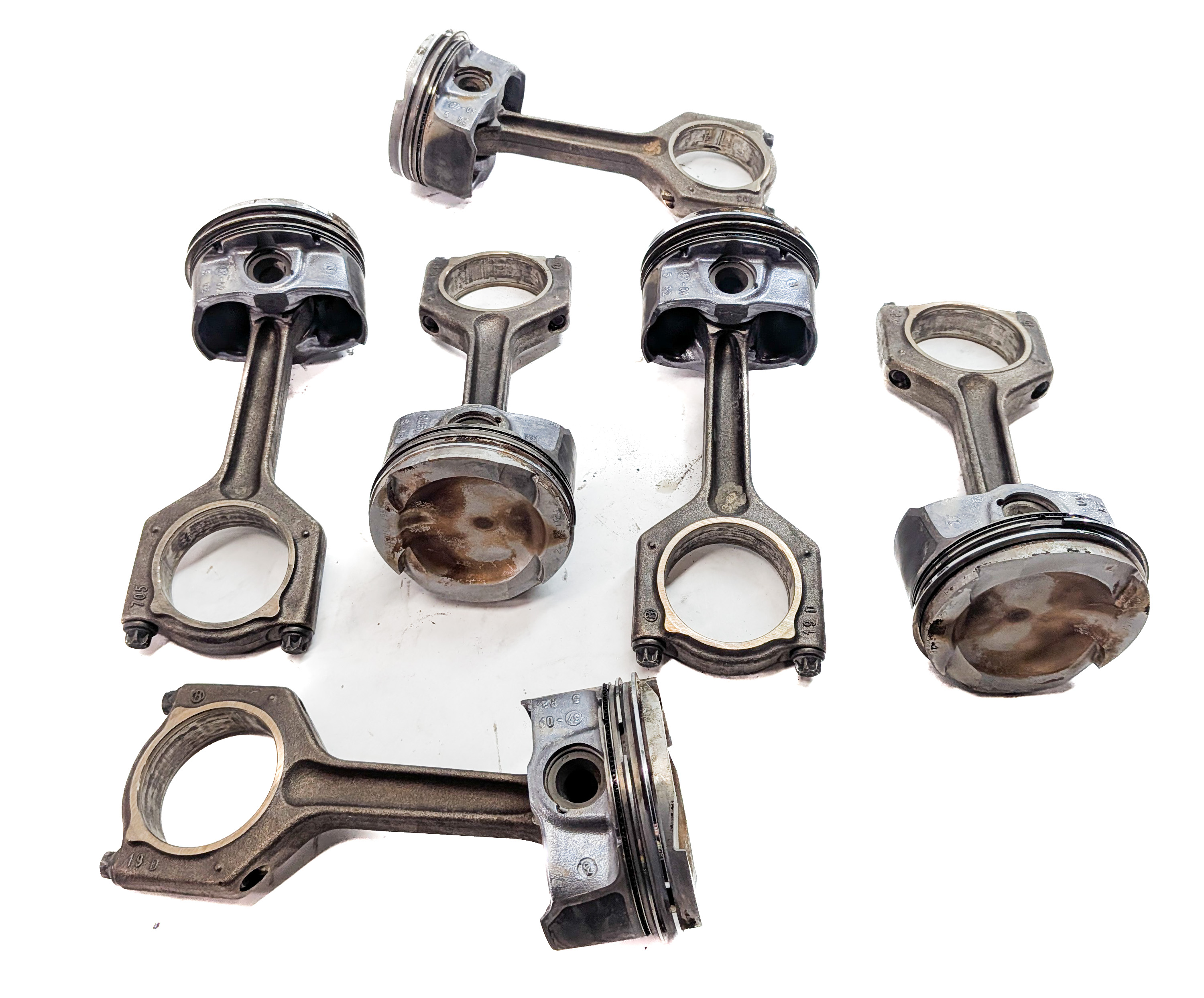 07-10 BMW 135i 335i 535i X6 Z4 E87 E60 E71 E89 3.0L N54 TURBO PISTON & ROD SET/6 — exact item pictured