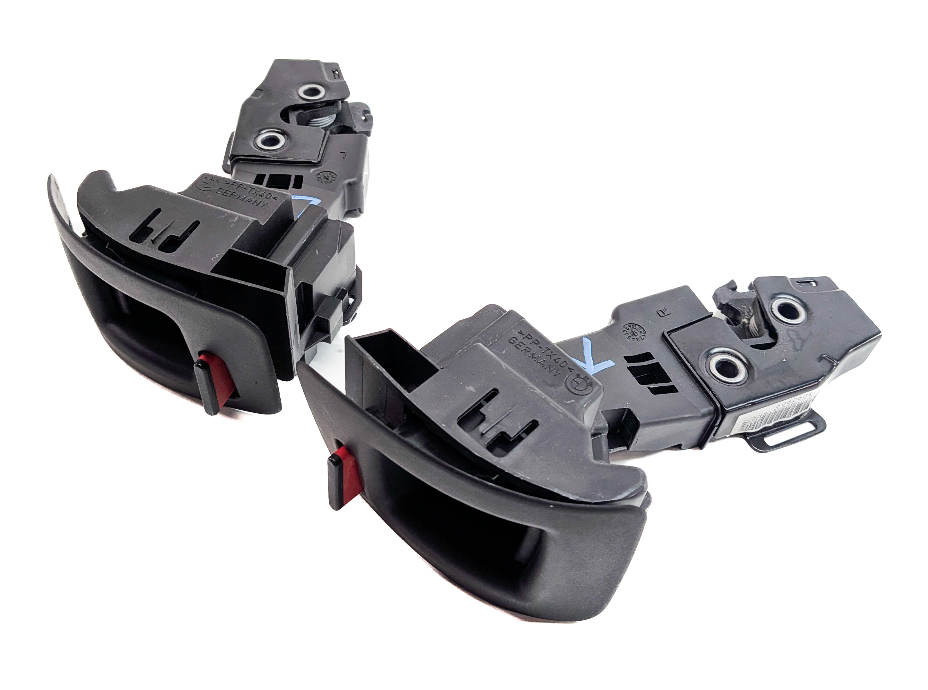 2010 BMW X6 (E71) REAR LEFT & RIGHT FOLDING SEAT LOCK LATCH RELEASE HANDLE SET/2 — exact item pictured