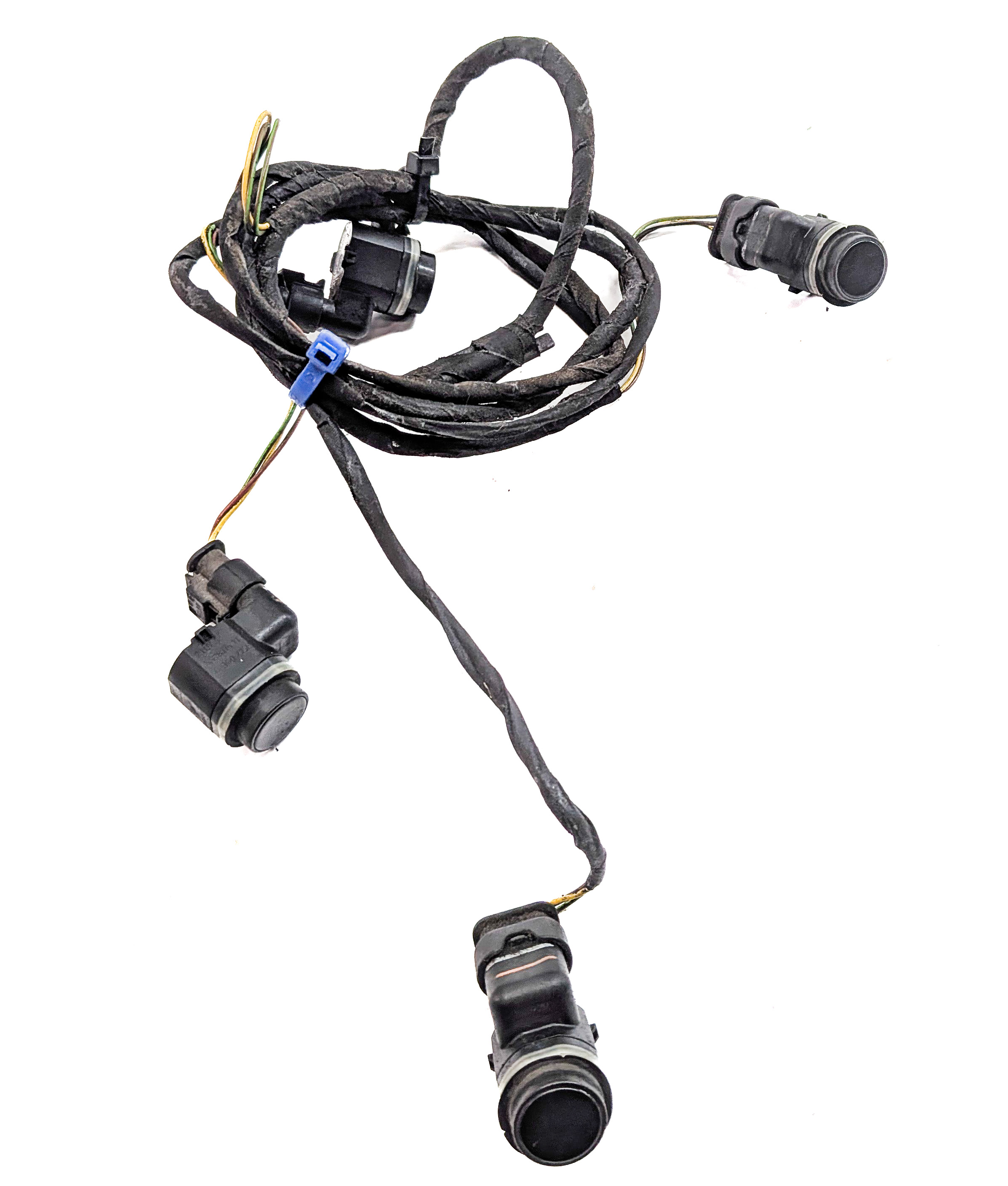 12 BMW 750LI F01 REAR PARK ASSIST PDC DISTANCE CONTROL WIRE SENSOR SET/4 (Black) — exact item pictured