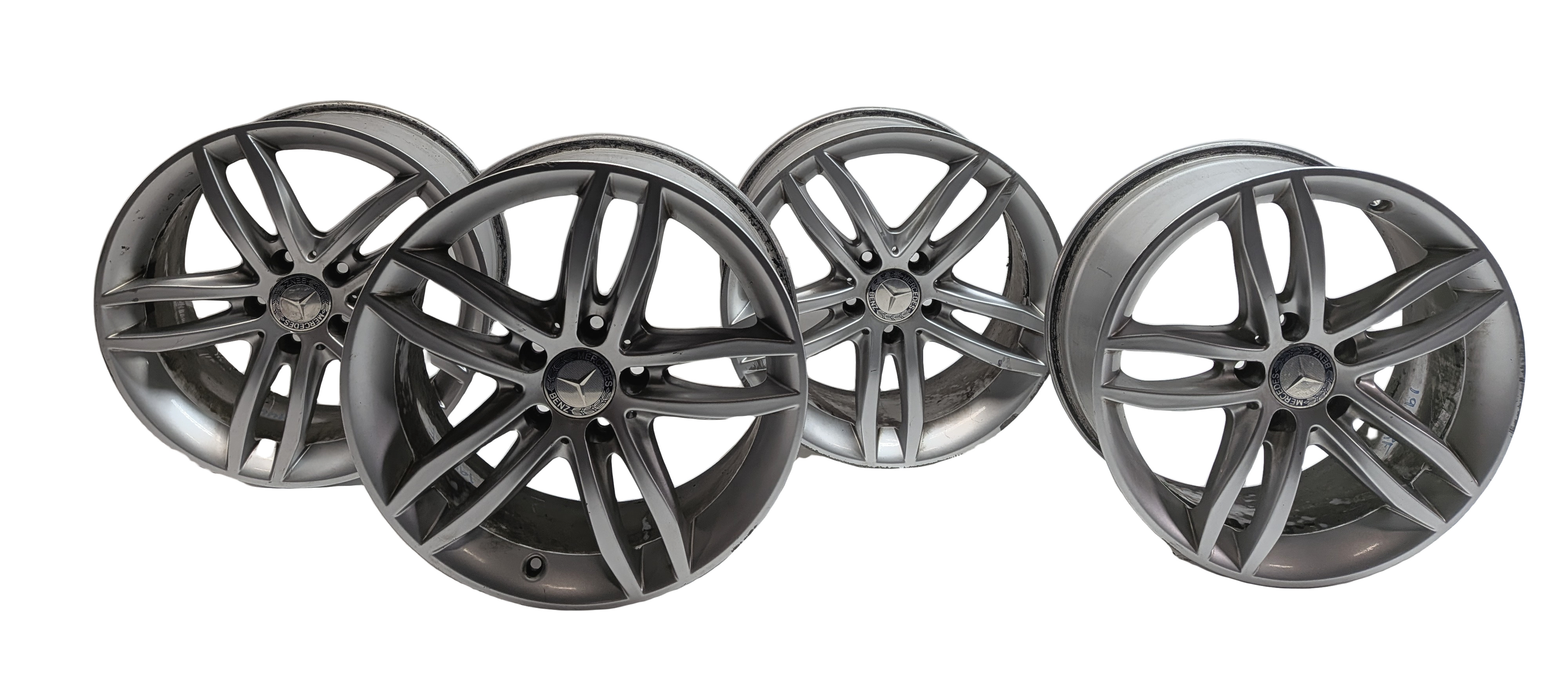 12-14 MERCEDES C-CLASS W204 17x7.5 17x8.5 5-DOUBLE SPOKE 10-SPOKE WHEEL RIM SET — exact item pictured