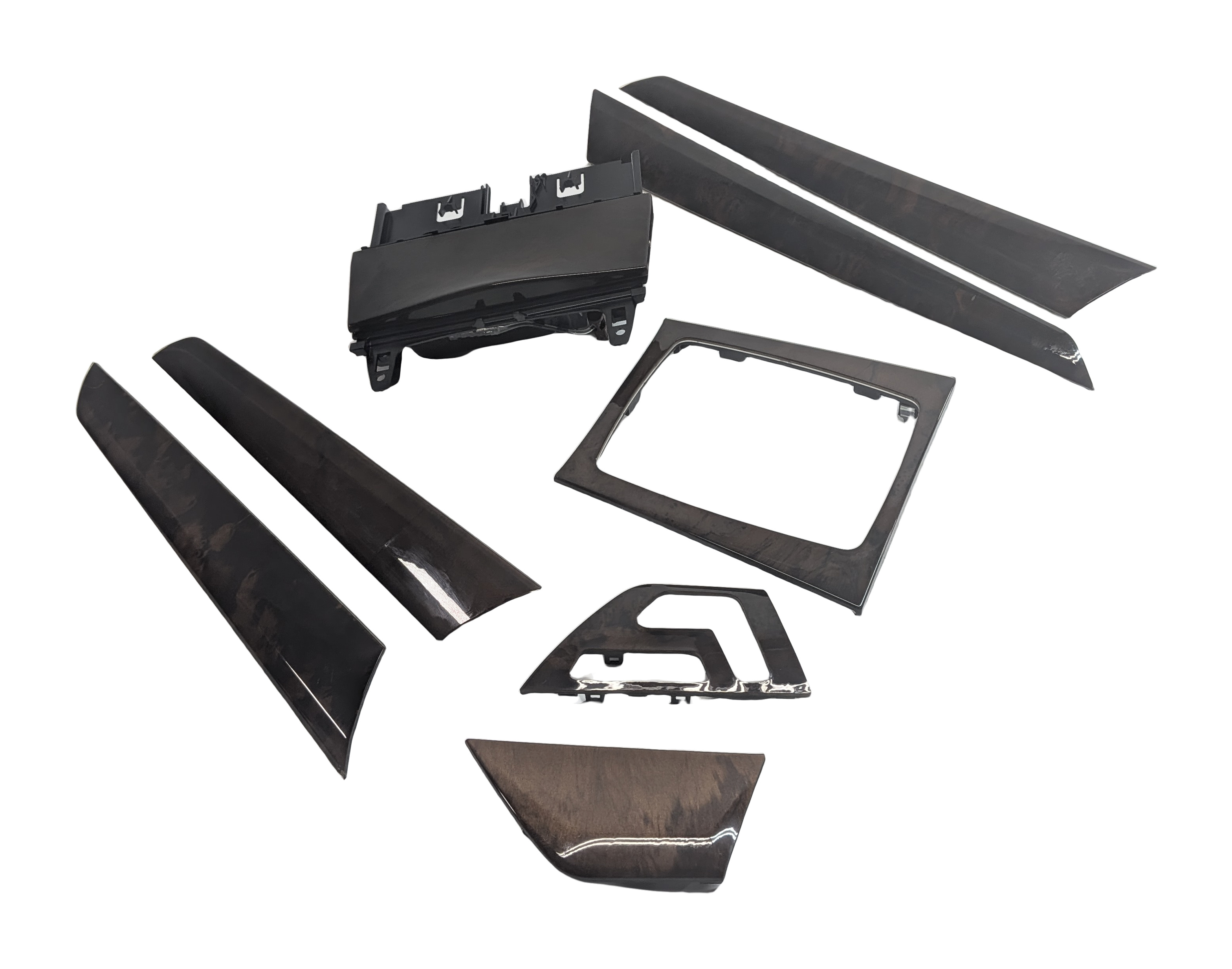 2014 MERCEDES C250 (W204) INTERIOR FRONT CENTER CONSOLE DOOR TRIM SET/8 (Walnut) — exact item pictured