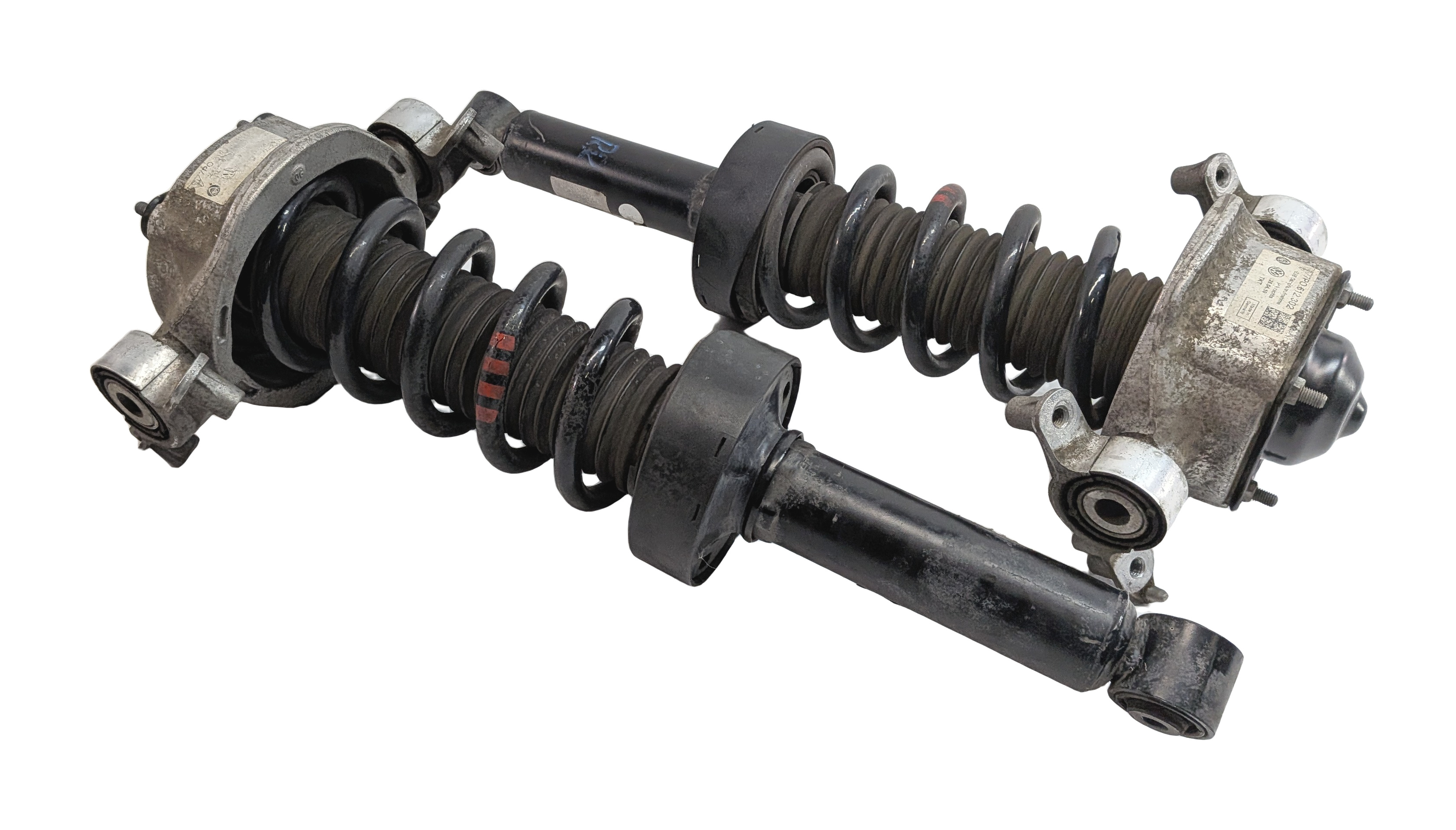 11-18 PORSCHE CAYENNE (958) REAR LEFT & RIGHT VDC VARIABLE DAMPING SHOCK STRUT — exact item pictured