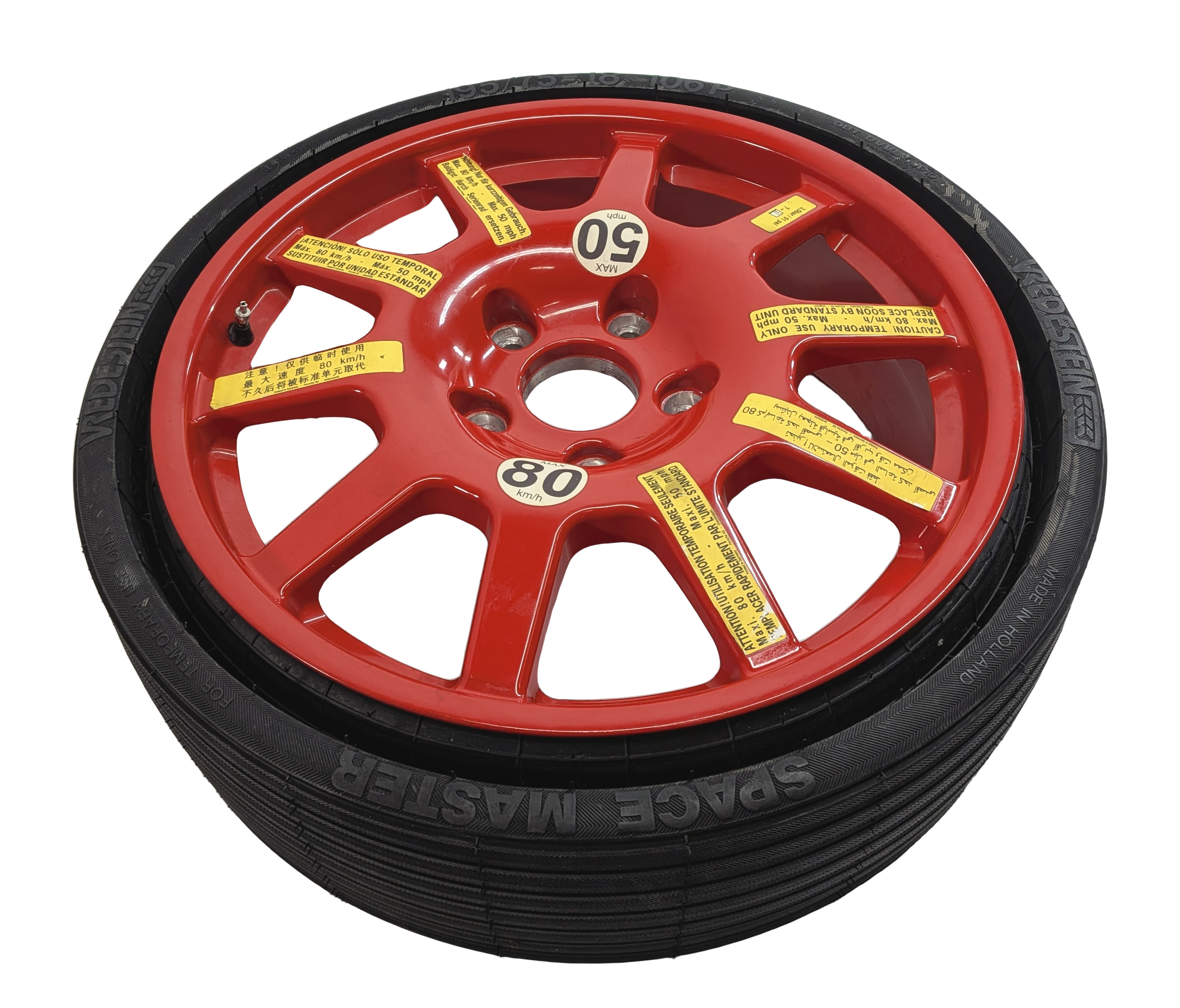 20123-2018 PORSCHE CAYENNE (958) 18x6.5 ALUMINUM ALLOY WHEEL SPARE TIRE (RED) — exact item pictured