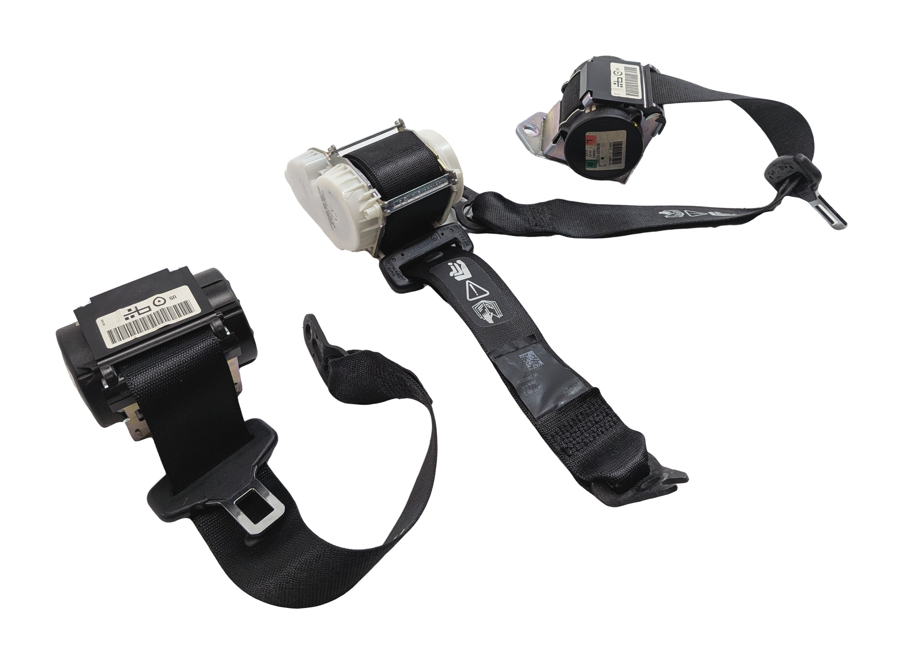 2013 BMW X1 (E84) REAR LEFT CENTER RIGHT SEAT SEATBELT RETRACTOR SET/2 (Black) — exact item pictured
