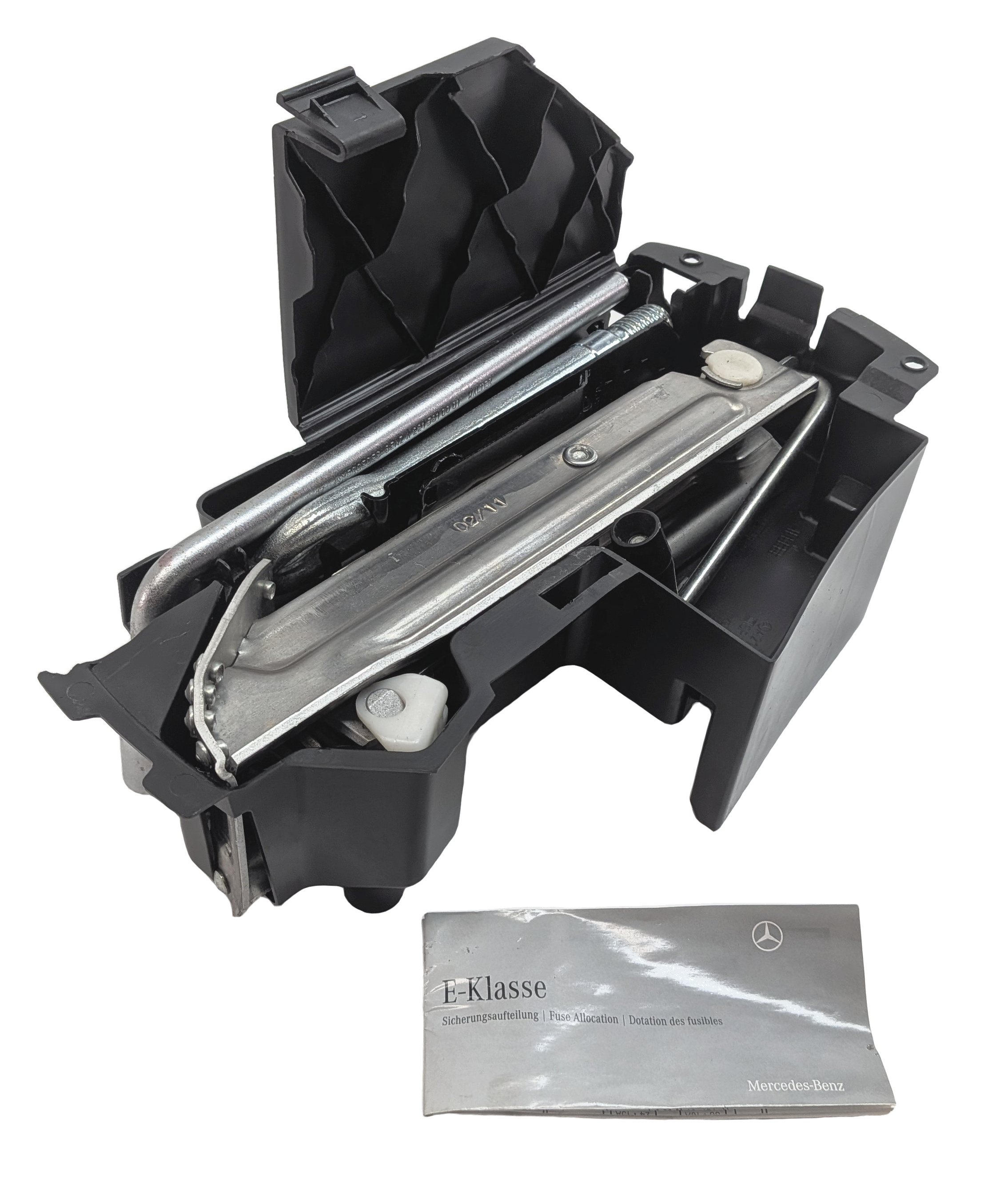 03-20 MERCEDES C E CLK CLS SLK (A207 C207 C209 R172) SPARE TIRE JACK TOOL SET — exact item pictured