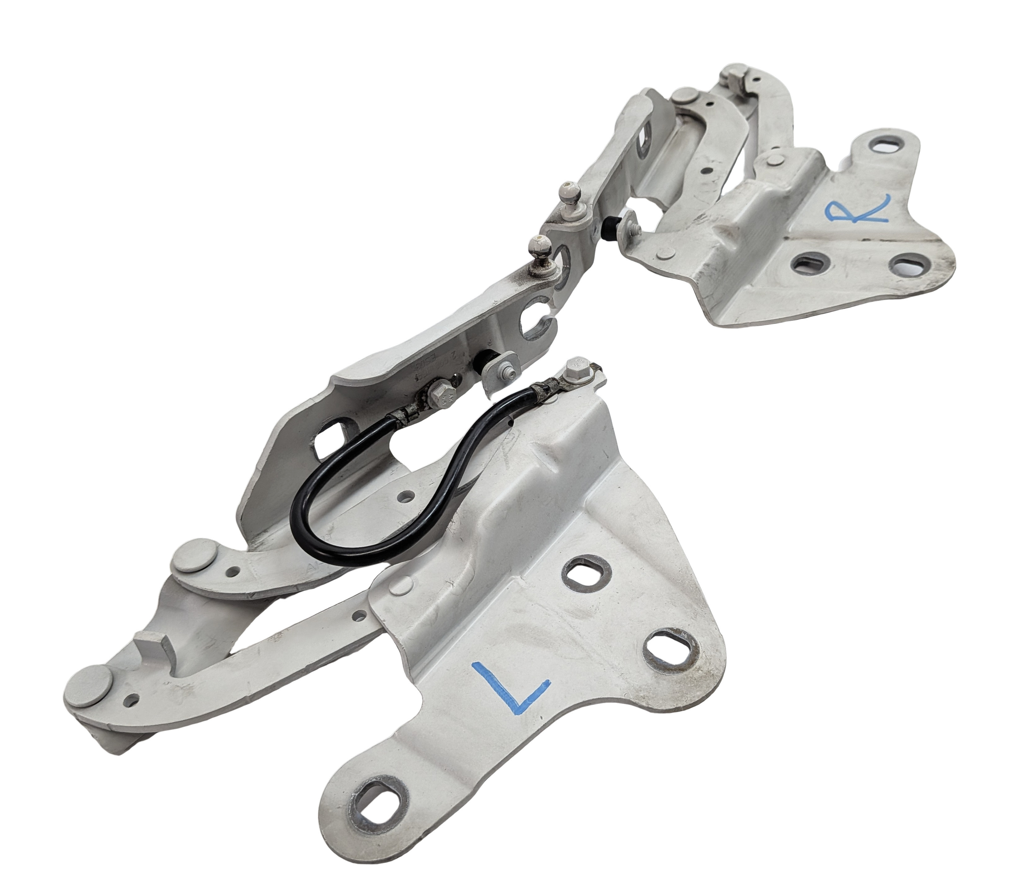 2013-2015 BMW X1 (E84) FRONT LEFT & RIGHT HOOD HINGE SET 2 (White) — exact item pictured