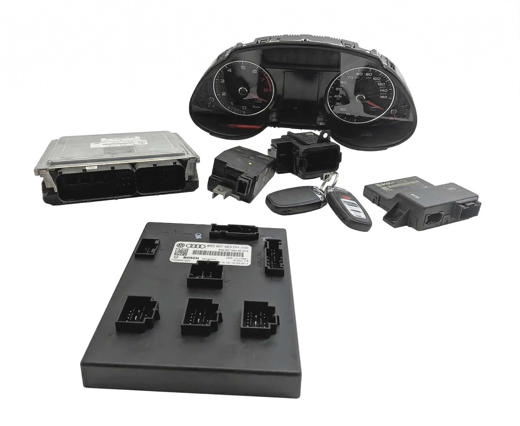 13-15 AUDI Q5 B8 8R 3.0L CTUC SUPER ENGINE ECM IMMOBILIZER BODY MODULE KEY SET/8 — exact item pictured