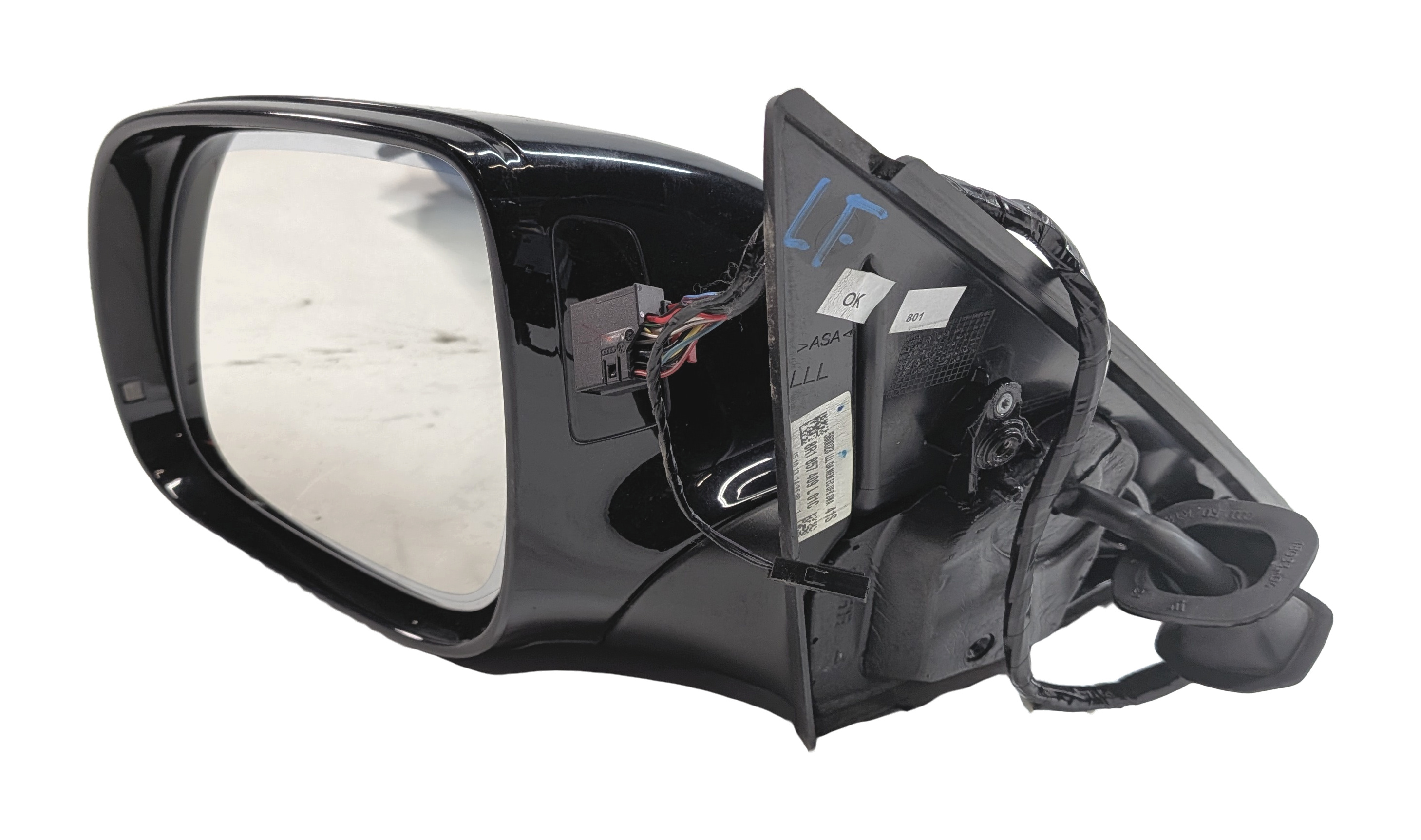 09-14 AUDI Q5 (B8 8R) LEFT PFOLD HEAT MEM AUTODIM BLIND SPOT DOOR MIRROR (Black) — exact item pictured