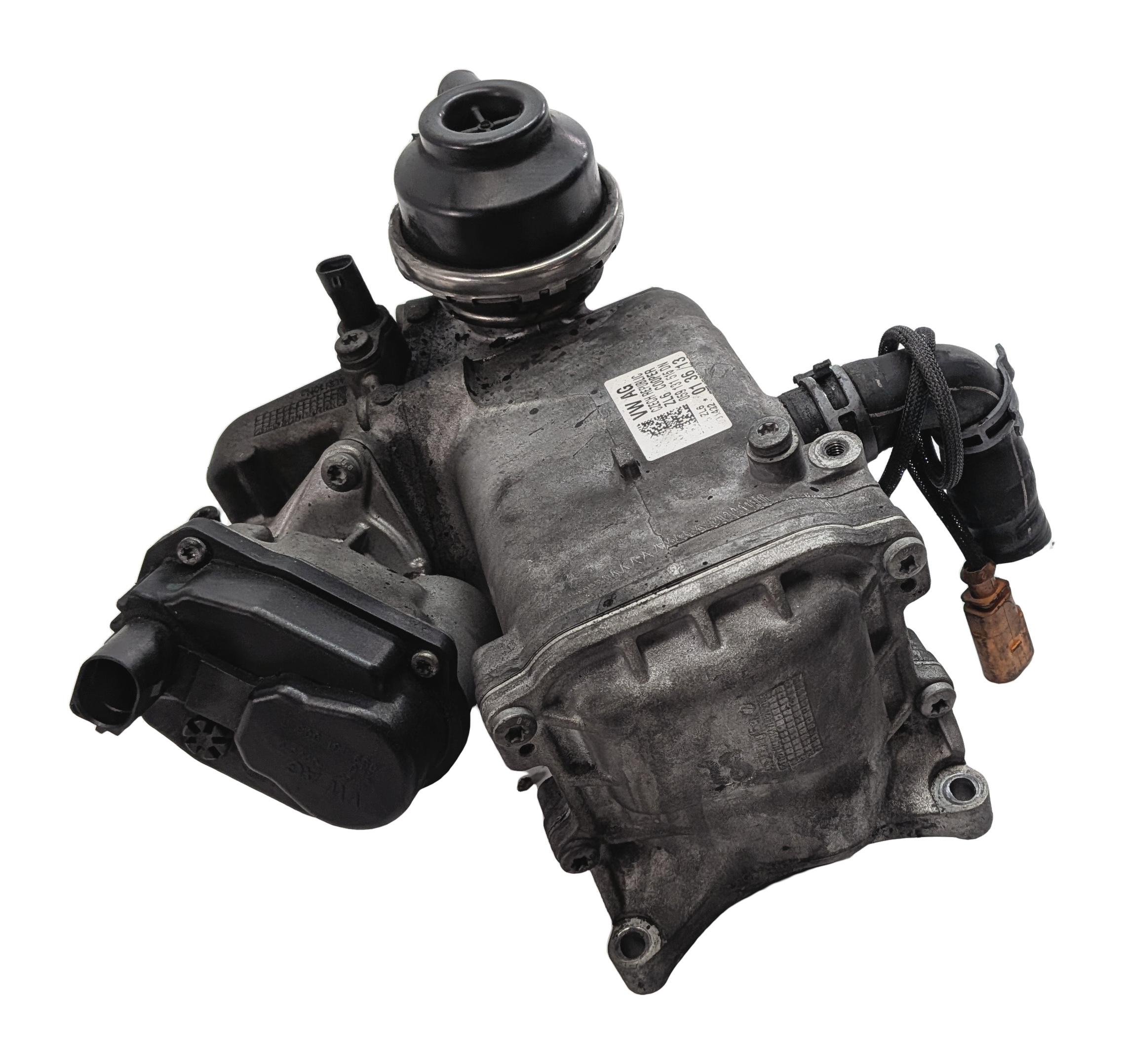 2013-2016 PORSCHE CAYENNE (958) 3.0L MCN.RB DIESEL ENGINE EGR COOLER w/ ACTUATOR — exact item pictured
