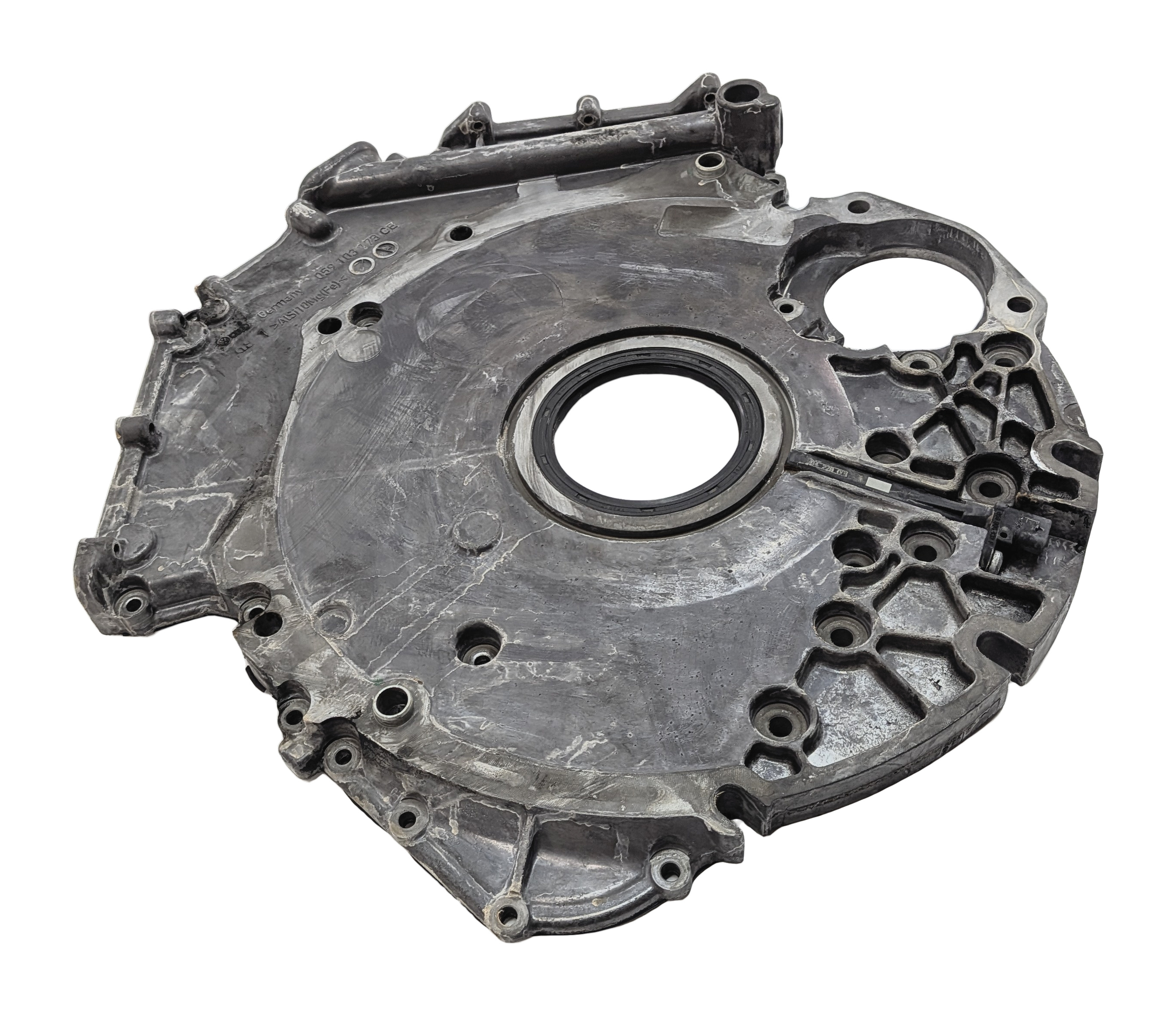 2014 PORSCHE CAYENNE (958) 3.0L DIESEL (MCB.RB) REAR ENGINE TIMING COVER PLATE — exact item pictured