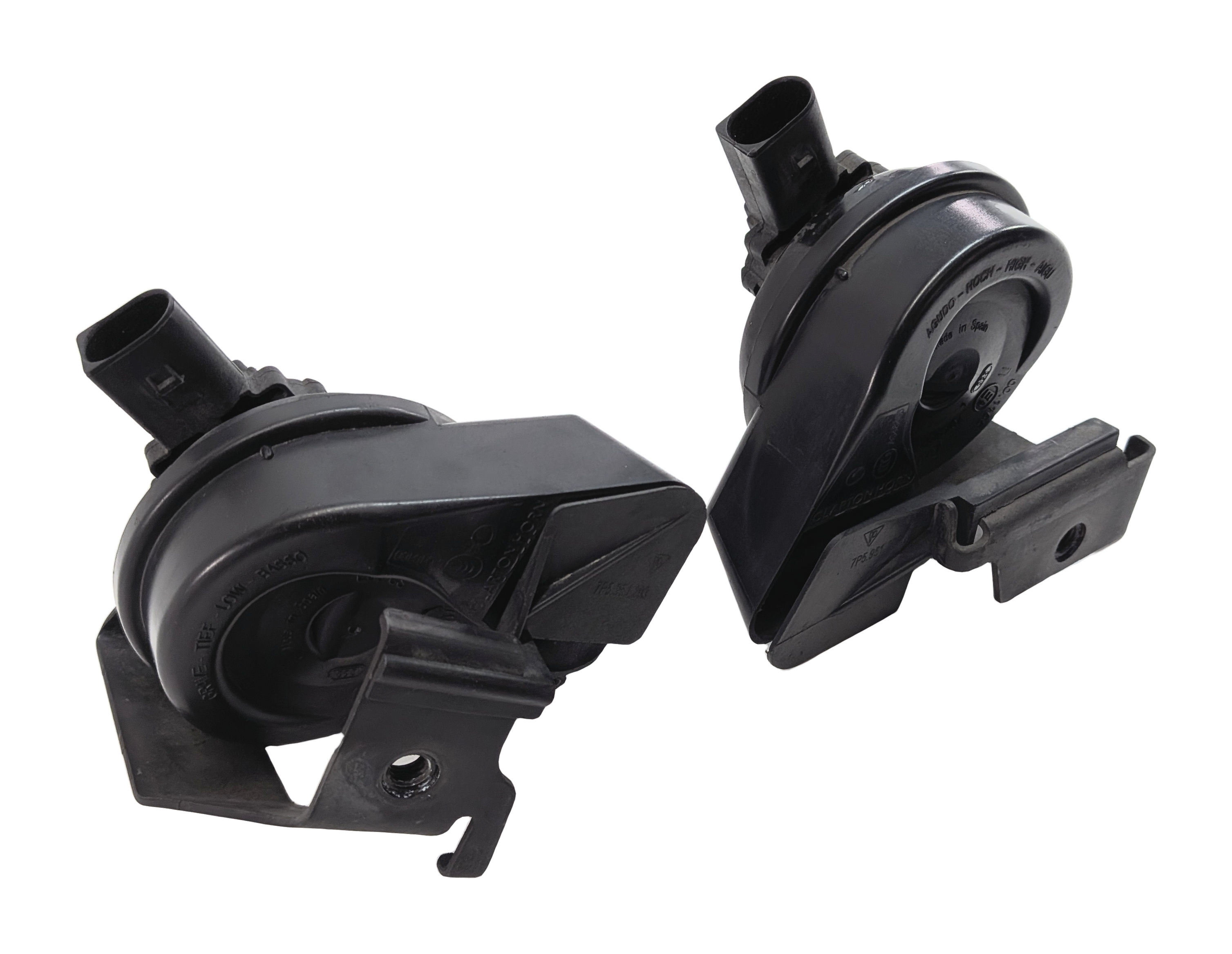 2011-2014 PORSCHE CAYENNE 958 HIGH & LOW TONE NOTE HORN SET/2 — exact item pictured