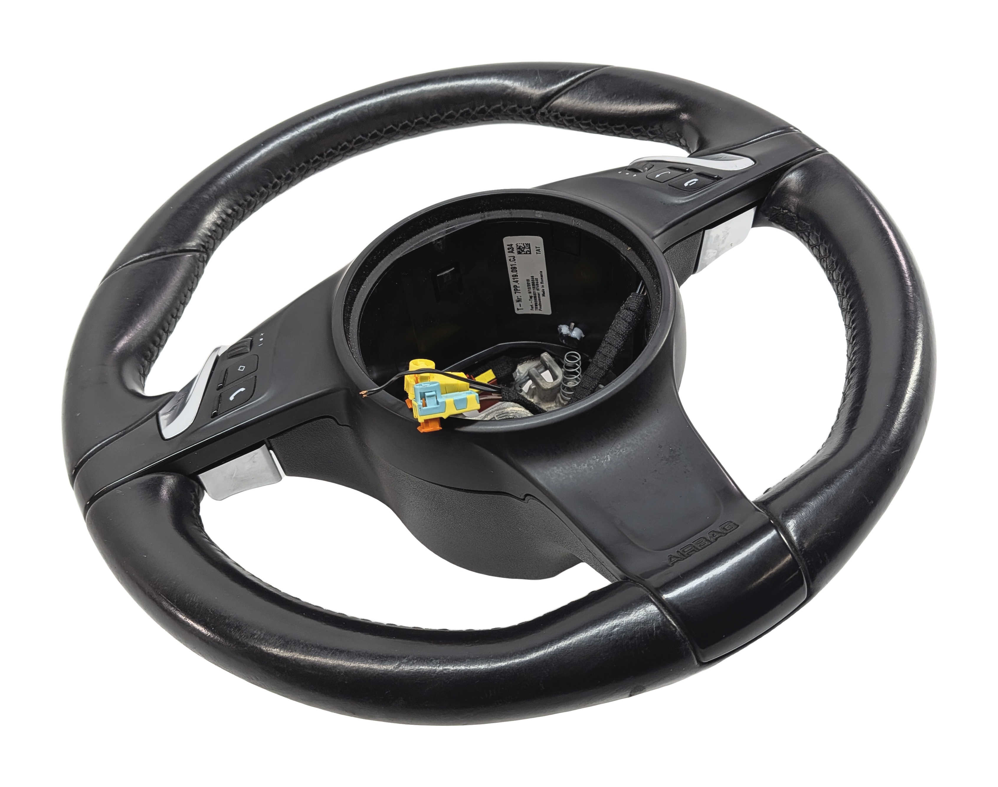 2011-2014 PORSCHE CAYENNE (958) MULTIFUNCTION LEATHER STEERING WHEEL (Black) — exact item pictured