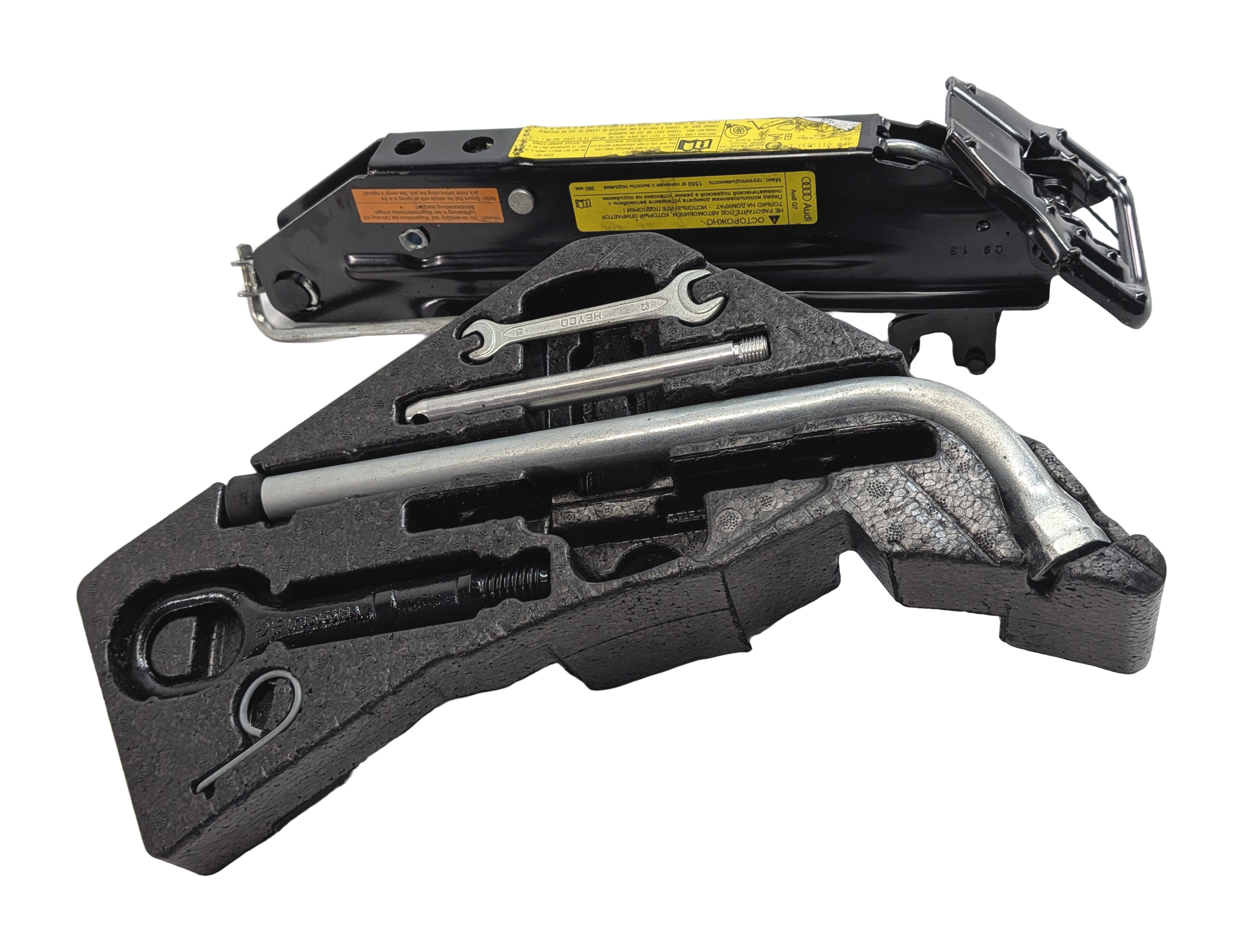 2013-2015 AUDI Q7 (4L) EMERGENCY ROADSIDE CAR LIFT SCISSOR JACK TOOL KIT w/CASE — exact item pictured